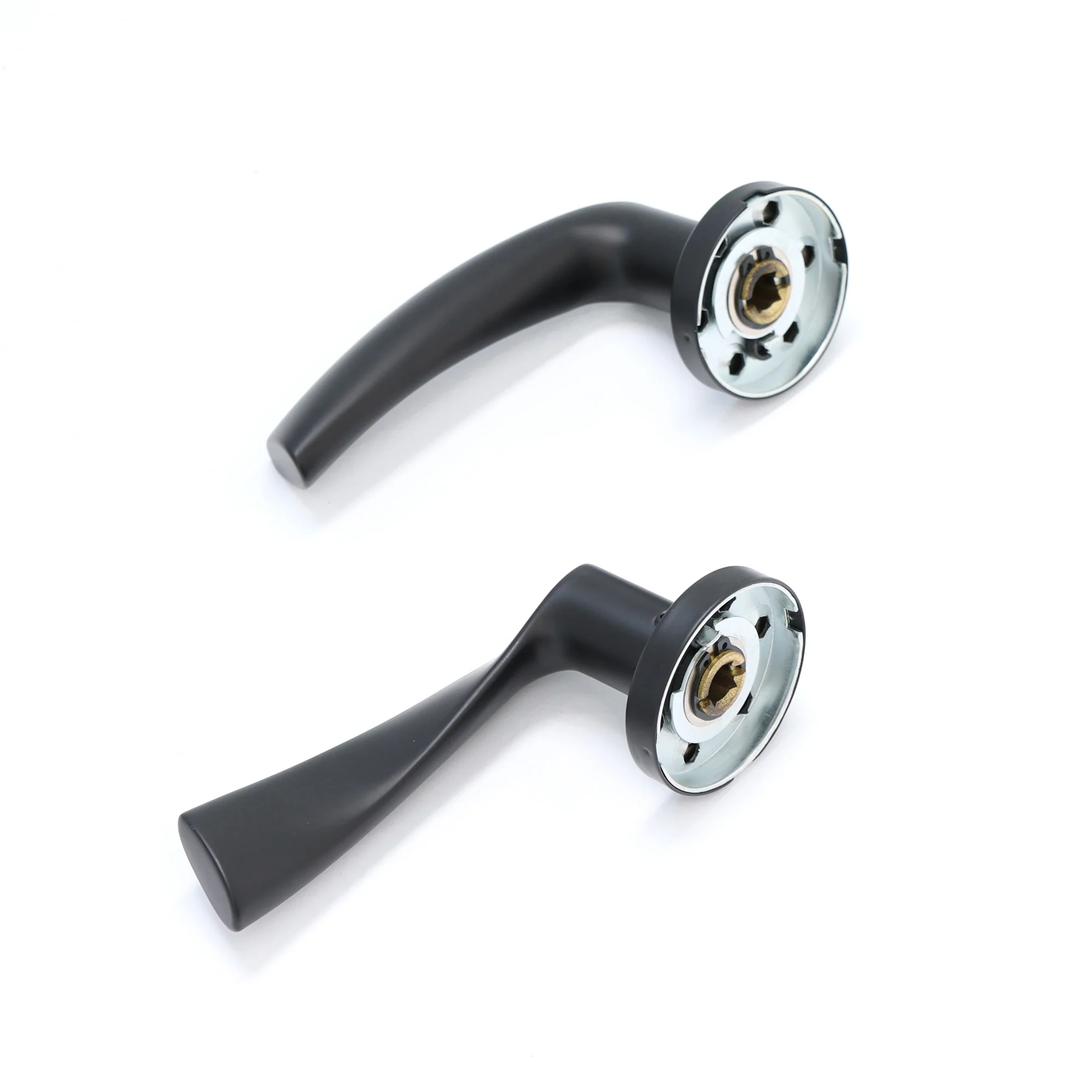 Superior Vega Lever on Round Rose Bathroom Handle Set - Matt Black (123507) - Image 3