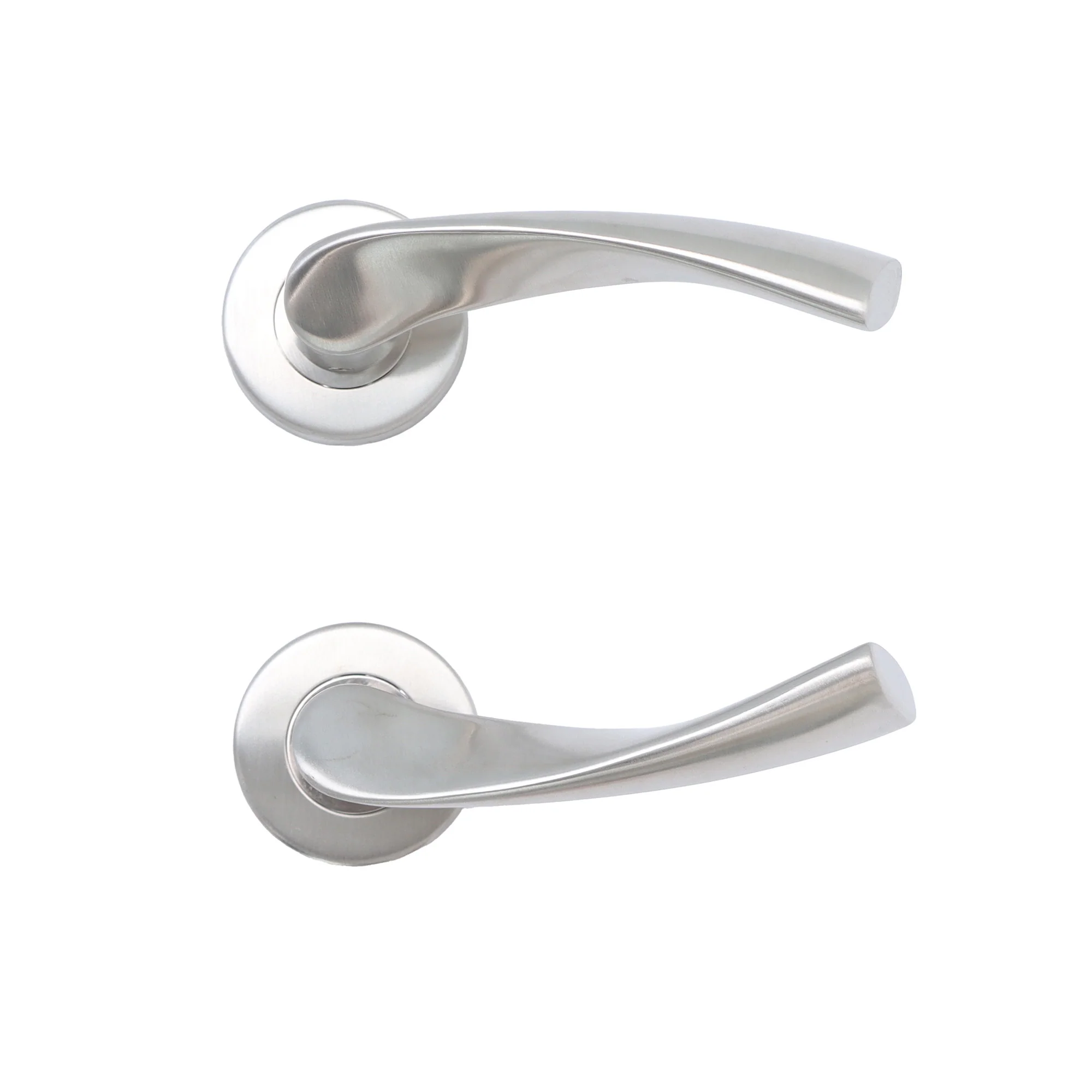 Superior Vega Lever on Round Rose CE13 Fire Door Handle Set - Satin Stainless Steel (123533) - Image 2
