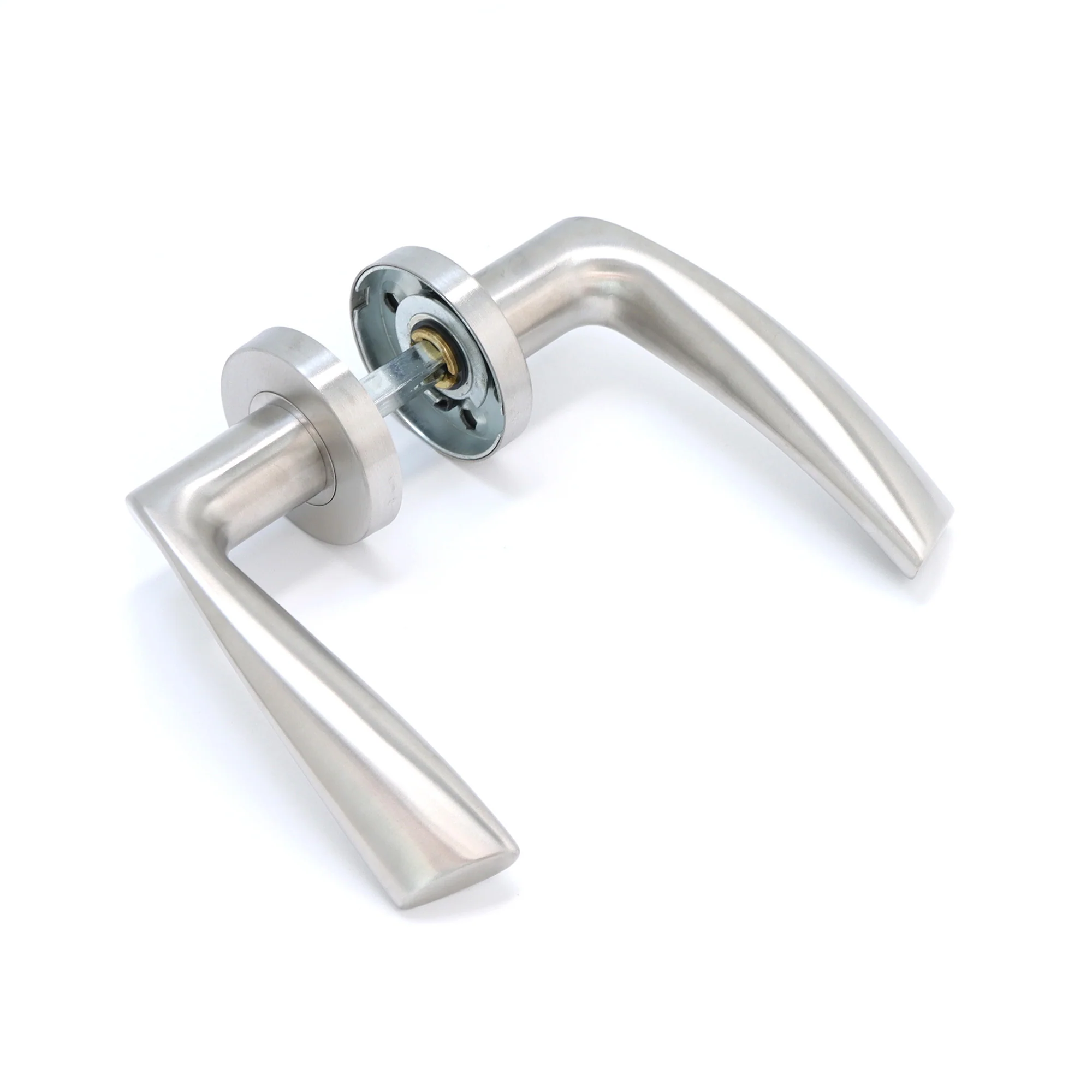 Superior Vega Lever on Round Rose CE13 Fire Door Handle Set - Satin Stainless Steel (123533) - Image 3