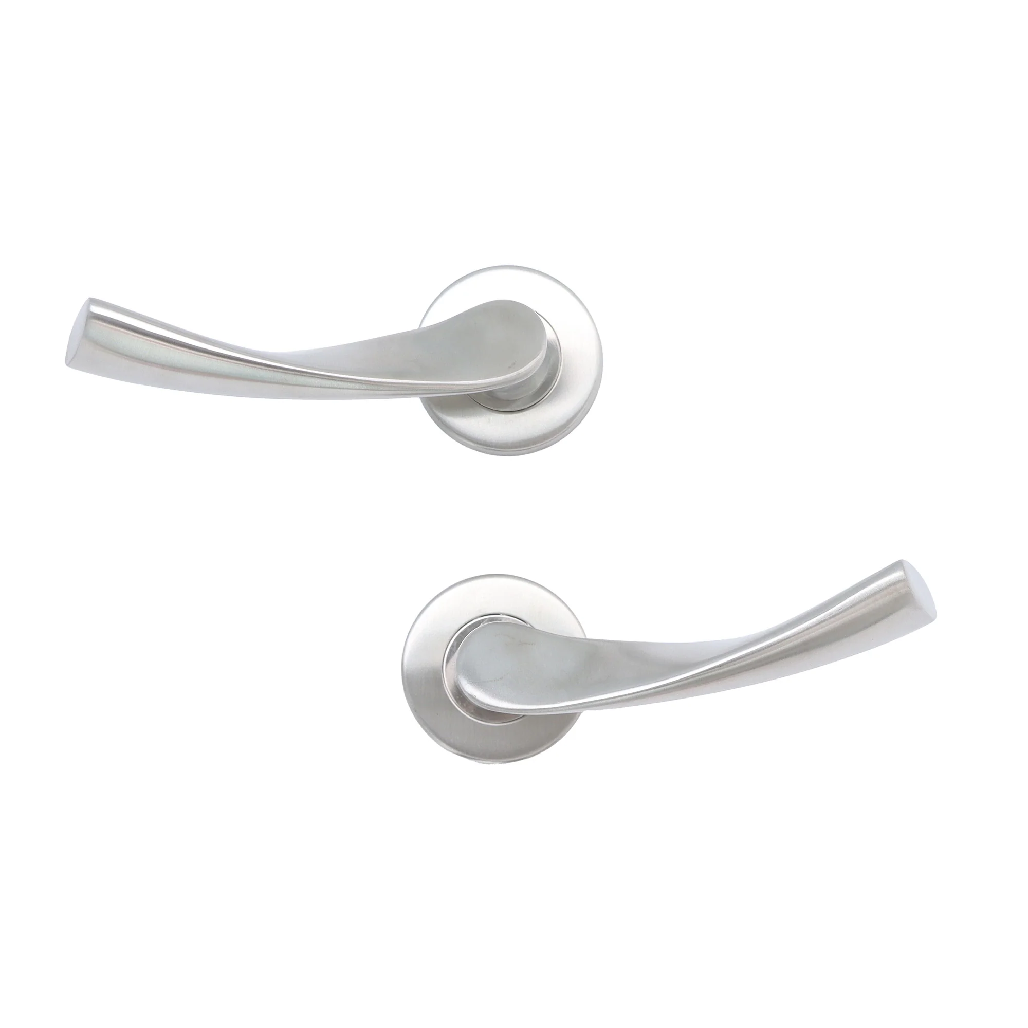 Superior Vega Lever on Round Rose CE13 Fire Door Handle Set - Satin Stainless Steel (123533) - Image 5