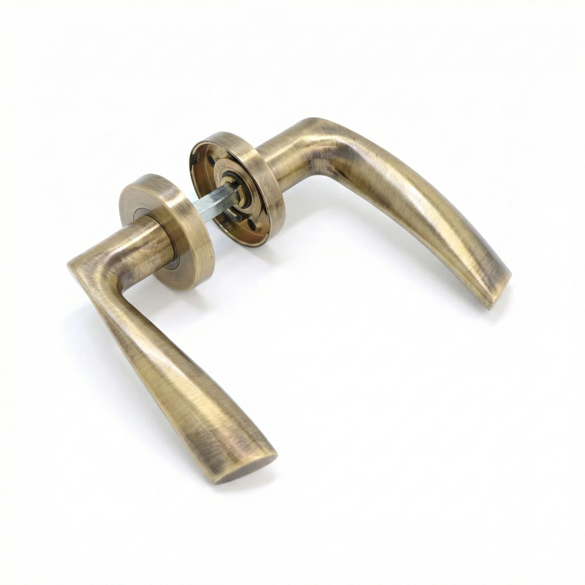 Superior Vega Lever on Round Rose Handle Set - Antique Brass (123477) - Image 3