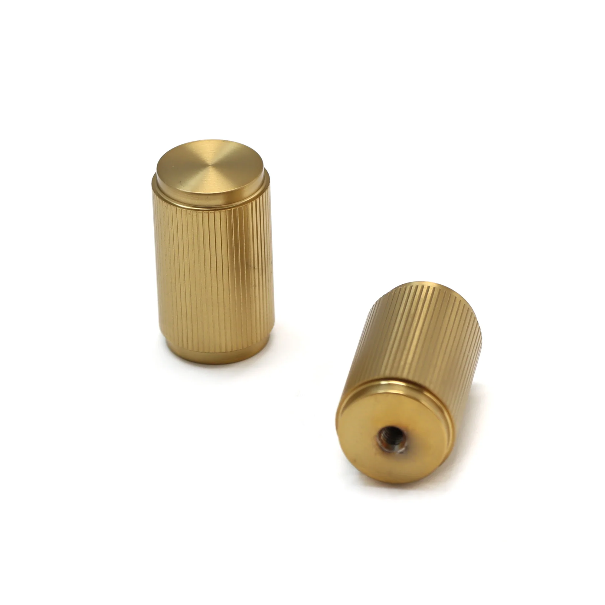 Fluted Large Round Cabinet Door Knob - Satin Gold (123442) - Image 2