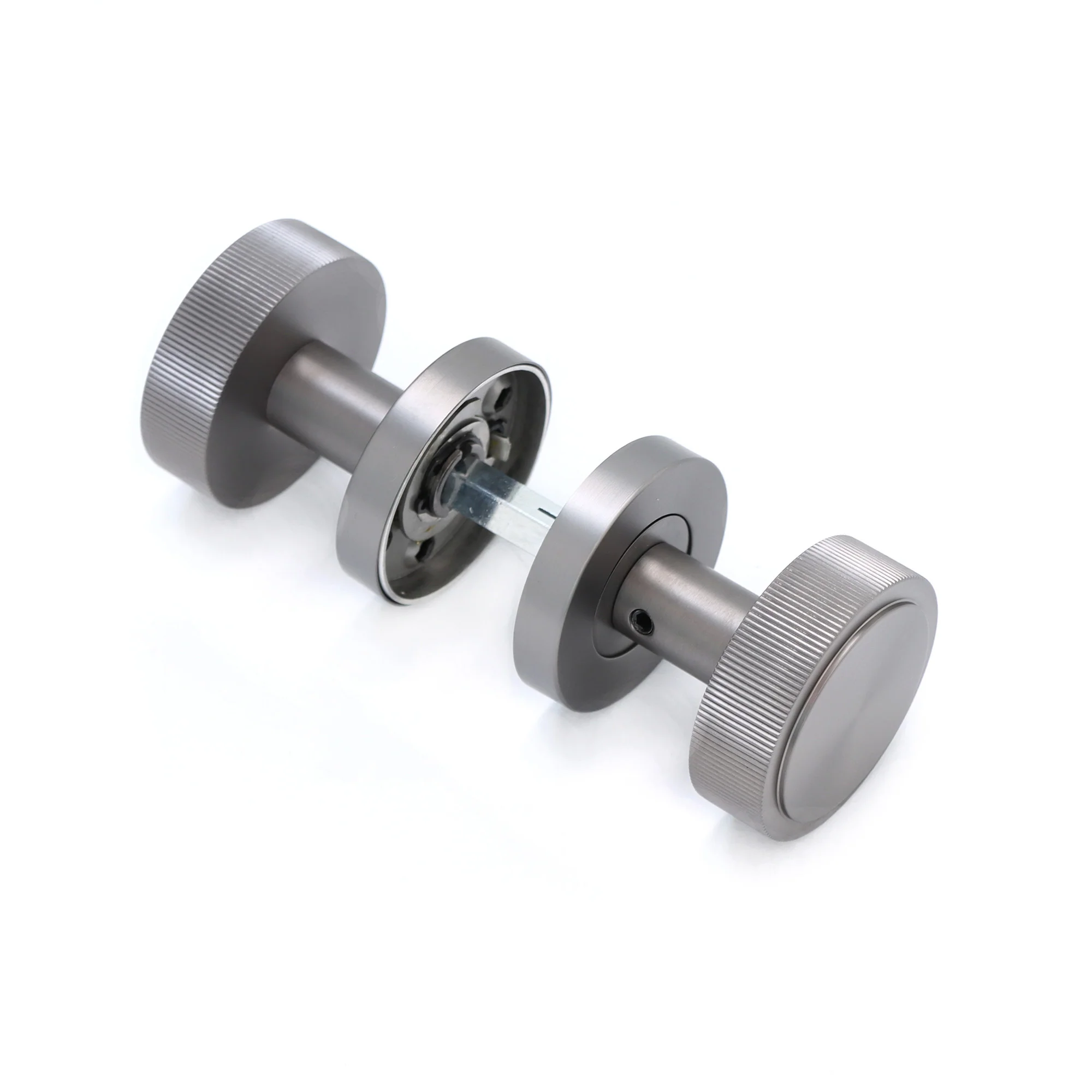 Fluted Round Rose Door Knob Set - Gun Metal (123405) - Image 3