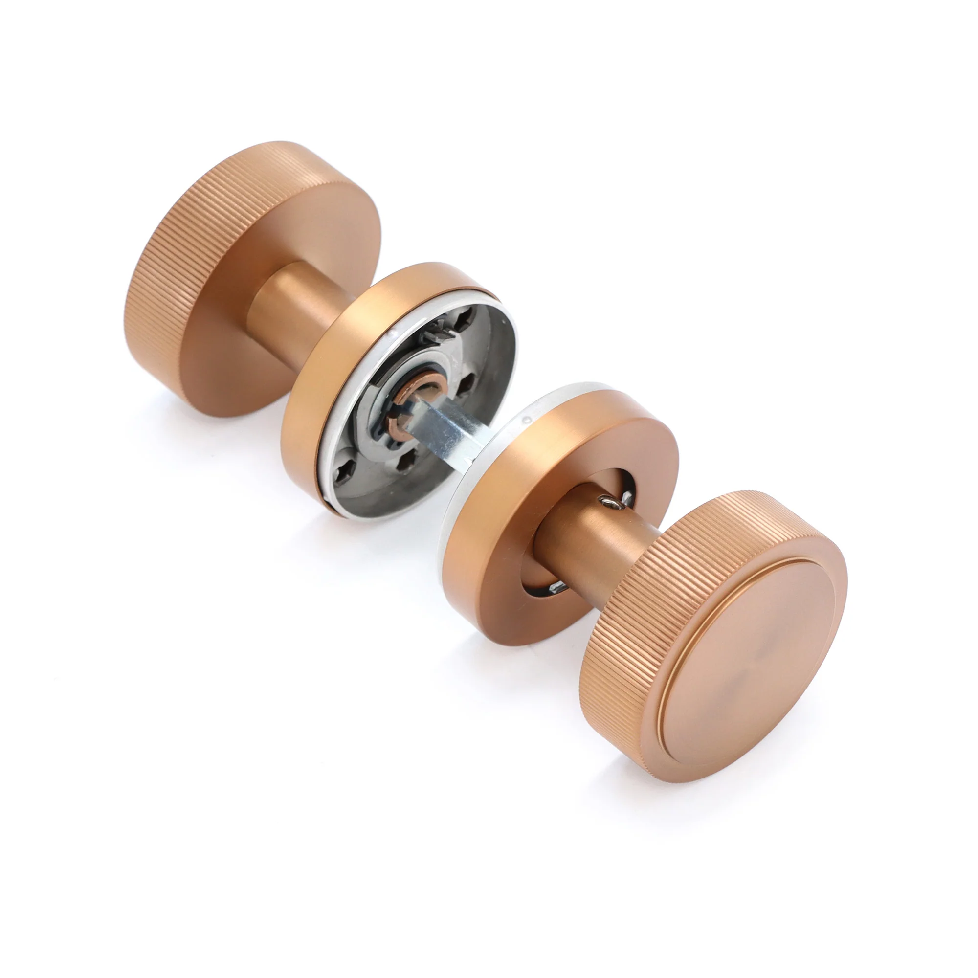 Fluted Round Rose Door Knob Set - Rose Gold (123404) - Image 3