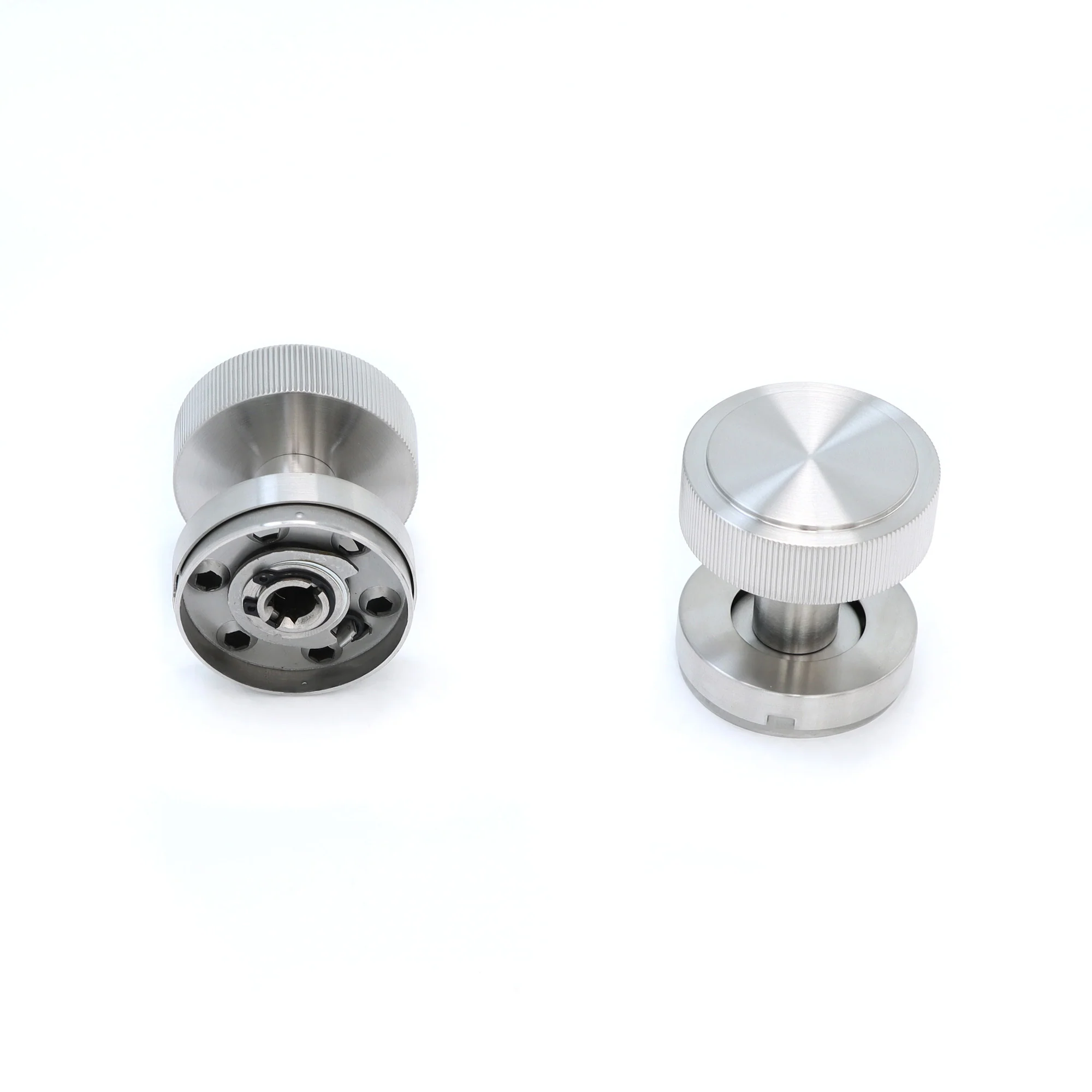 Fluted Round Rose Door Knob Set - Satin Stainless Steel (123401) - Image 3