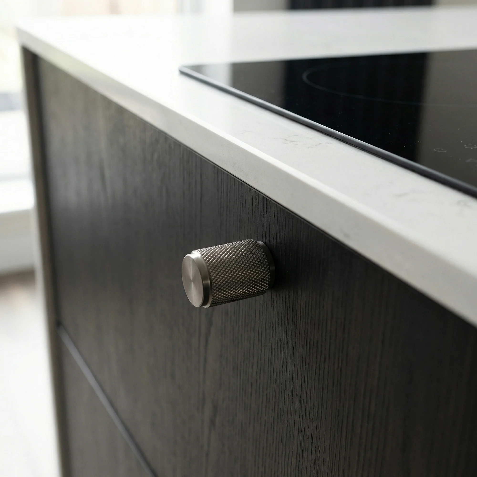 Knurled Large Round Cabinet Door Knob - Gun Metal (123440)