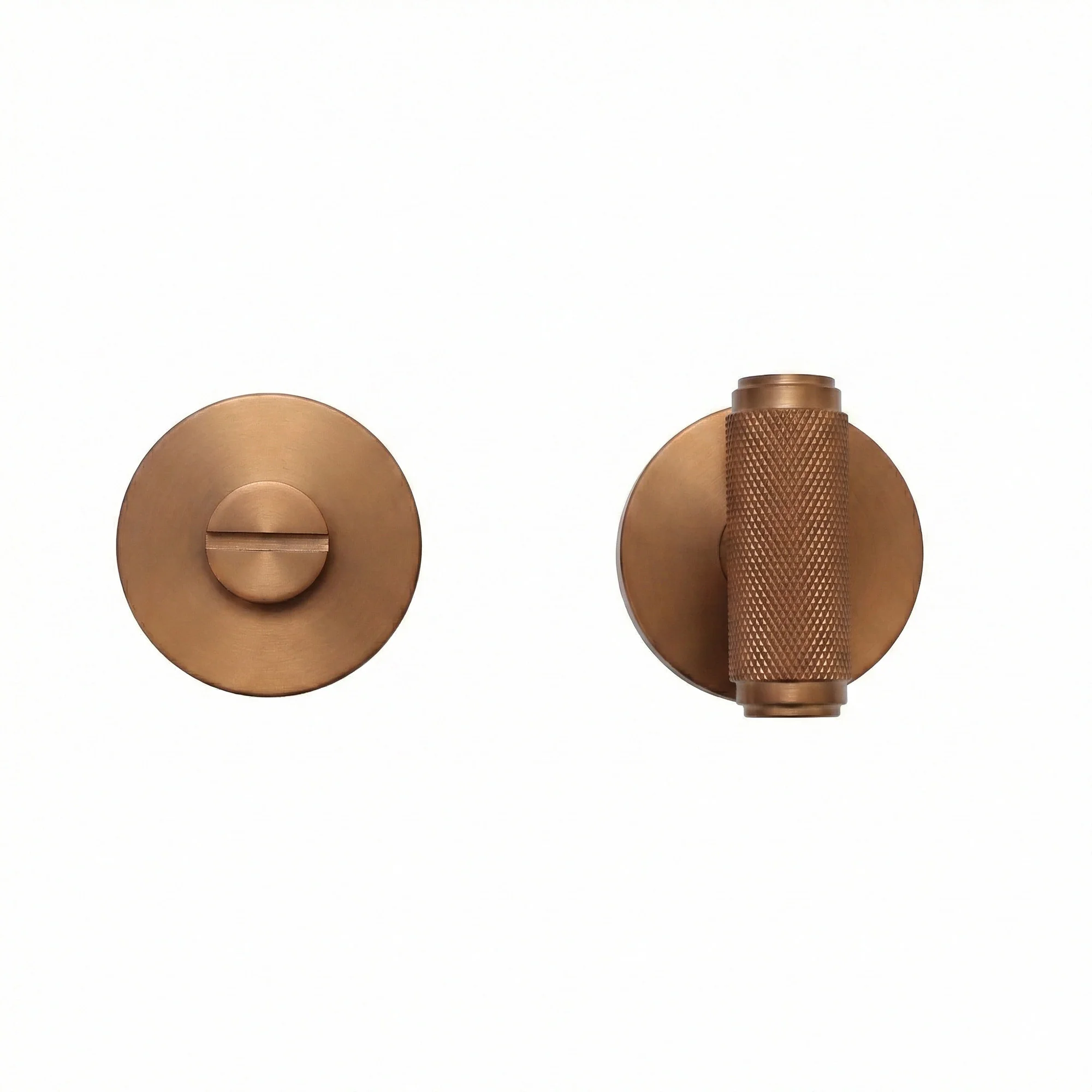 Knurled Lever on Round Rose Bathroom Door Handle Set - Rose Gold (123389) - Image 2