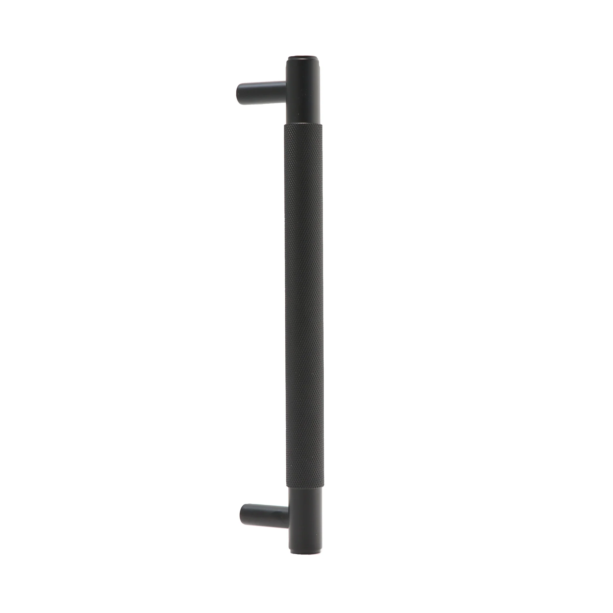 Knurled Medium Round T-Bar Pull Handle - Matt Black (123413)