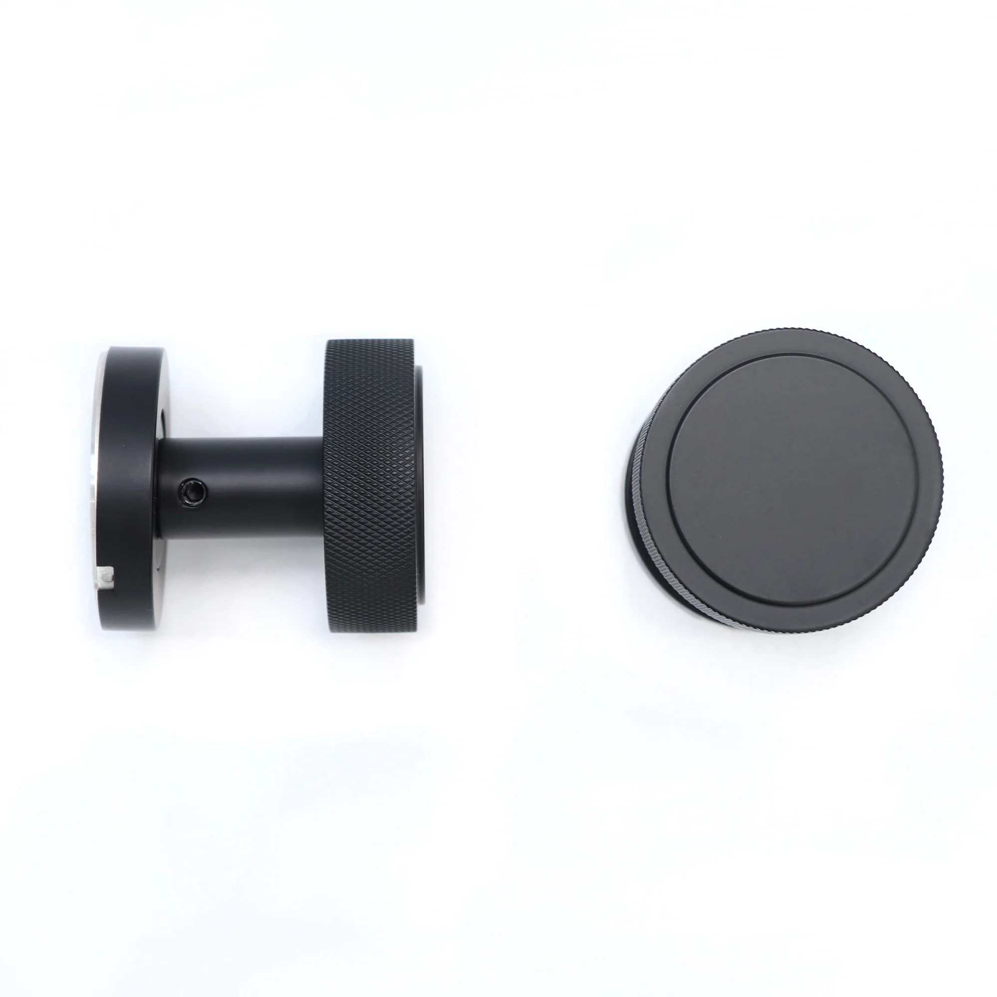 Knurled Round Rose Door Knob Set - Matt Black (123398) - Image 4
