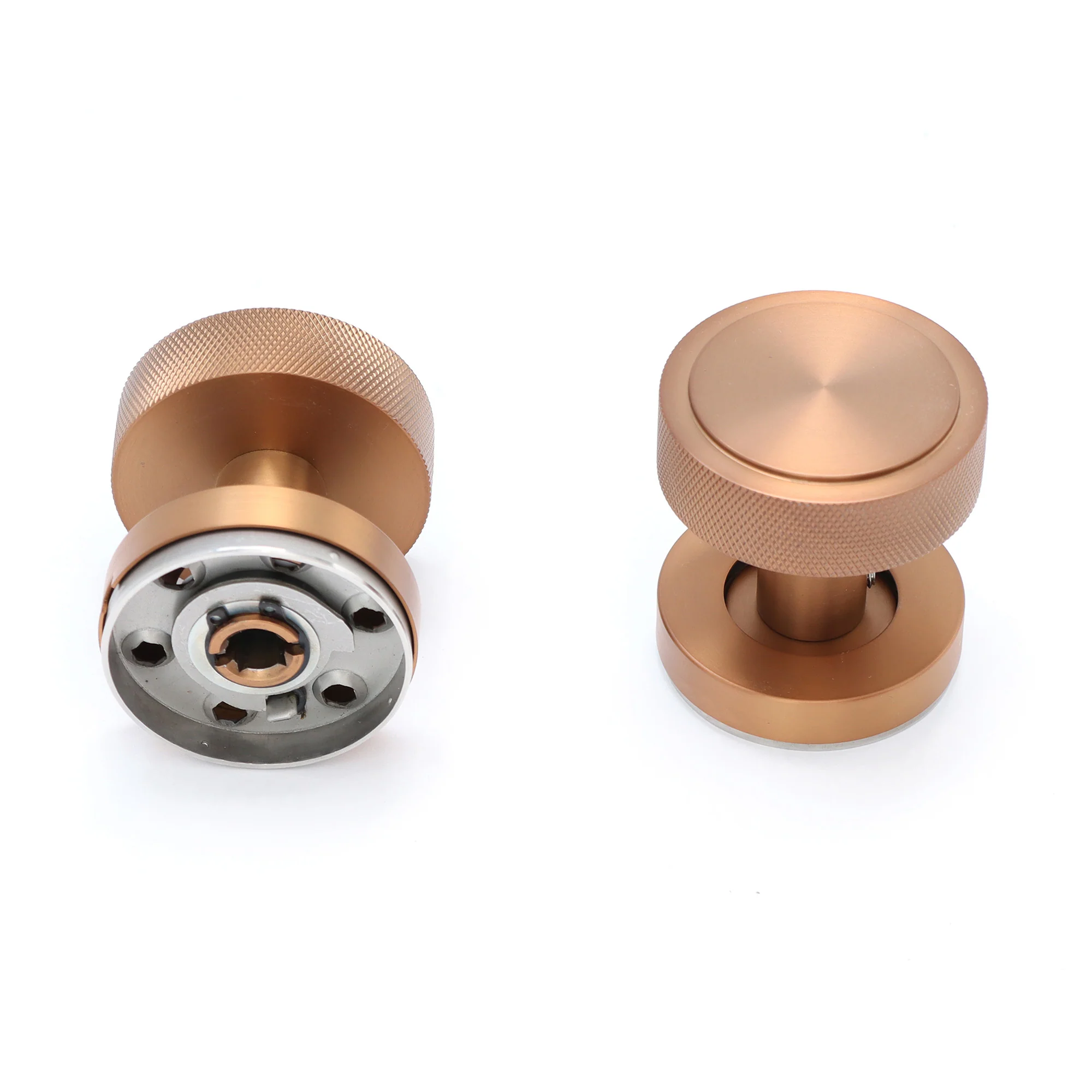 Knurled Round Rose Door Knob Set - Rose Gold (123399)