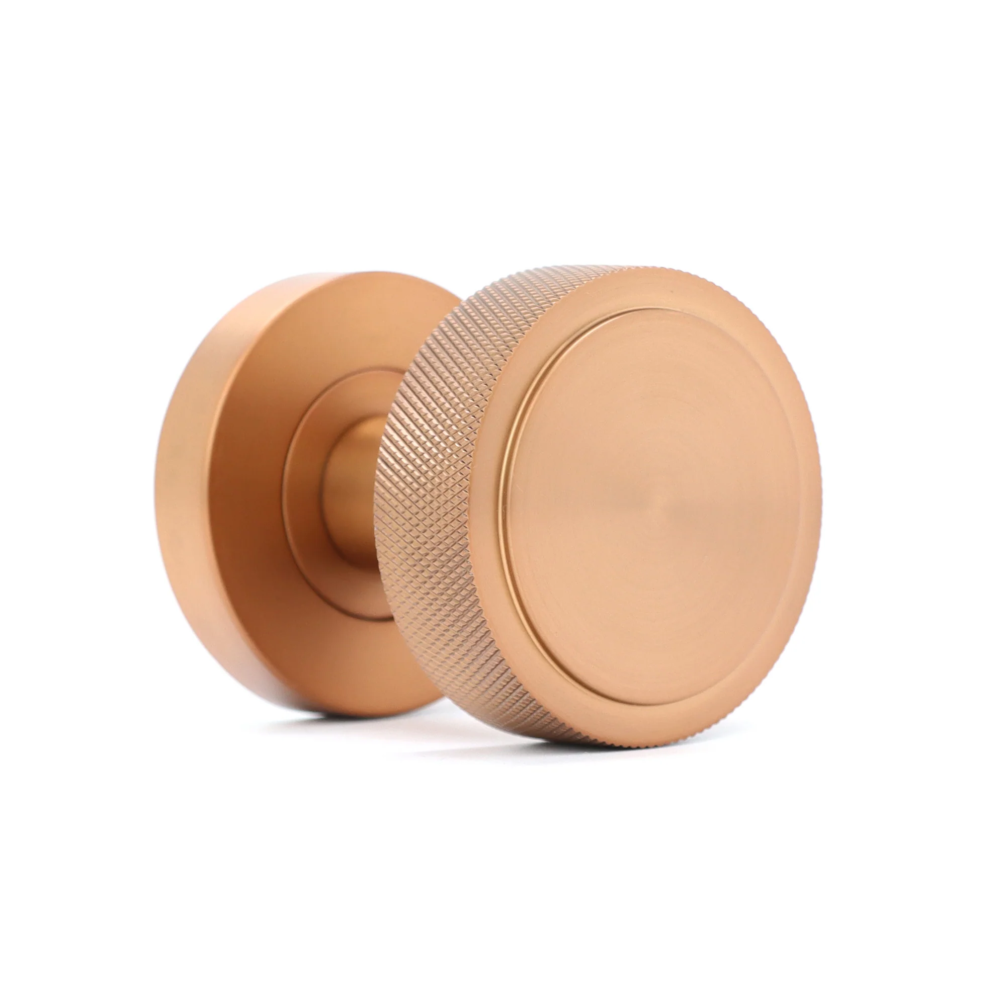 Knurled Round Rose Door Knob Set - Rose Gold (123399) - Image 2