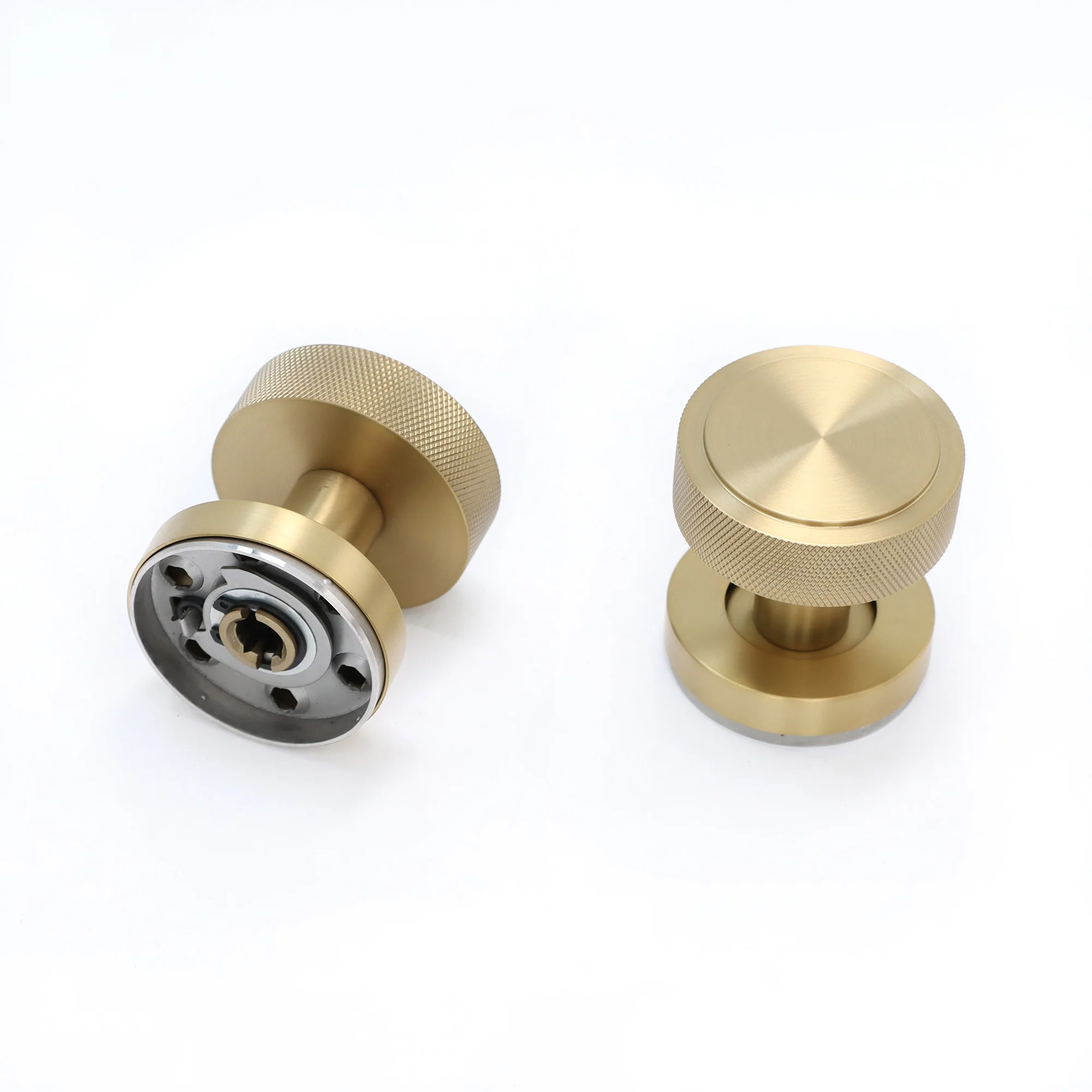 Knurled Round Rose Door Knob Set - Satin Gold (123397)
