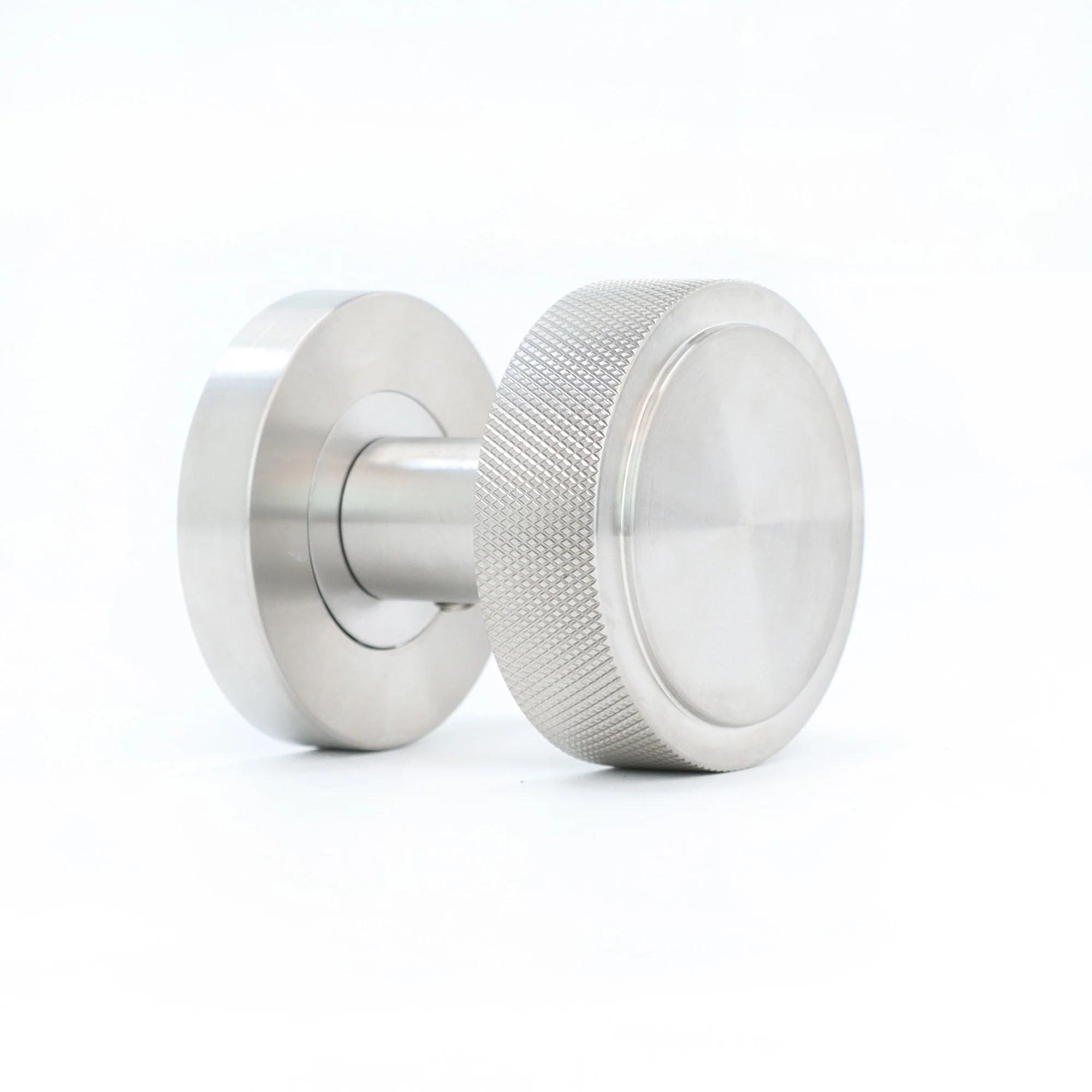 Knurled Round Rose Door Knob Set - Satin Stainless Steel (123396) - Image 2
