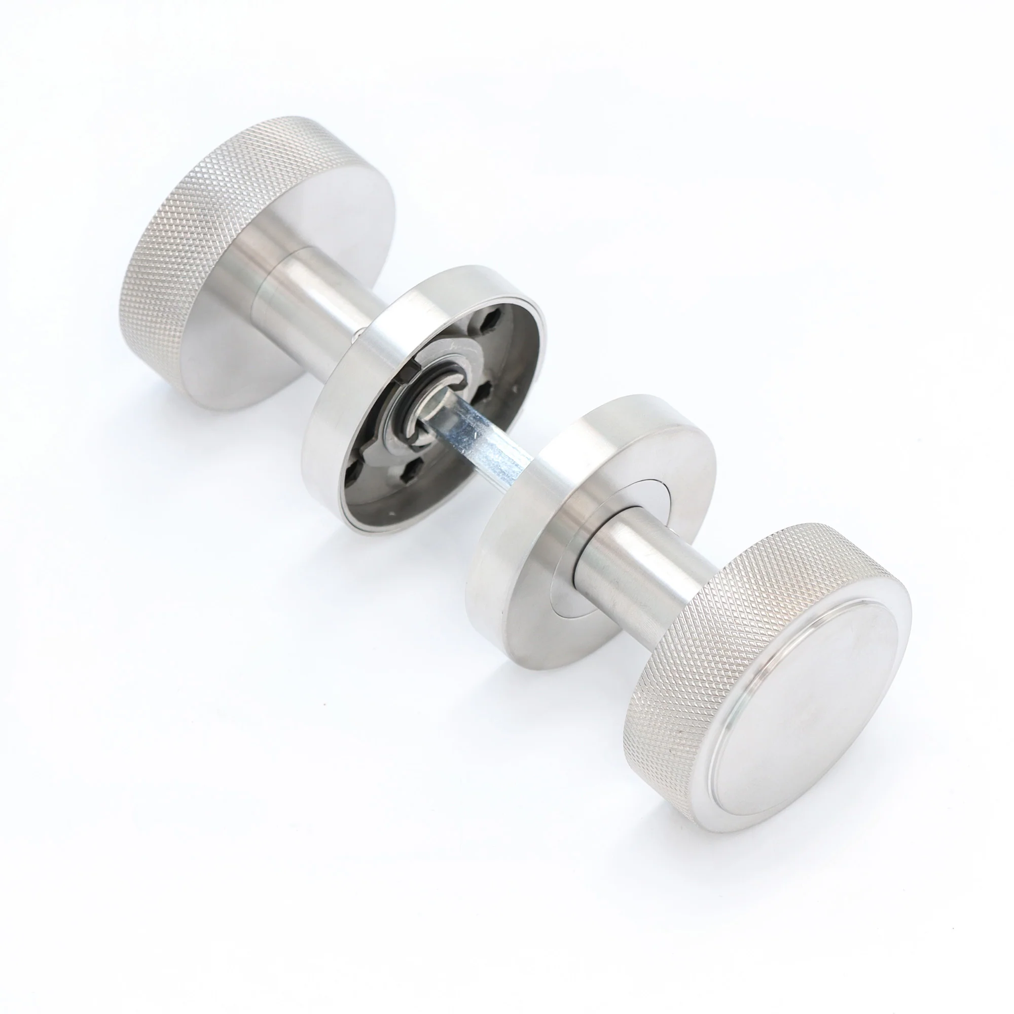 Knurled Round Rose Door Knob Set - Satin Stainless Steel (123396) - Image 3