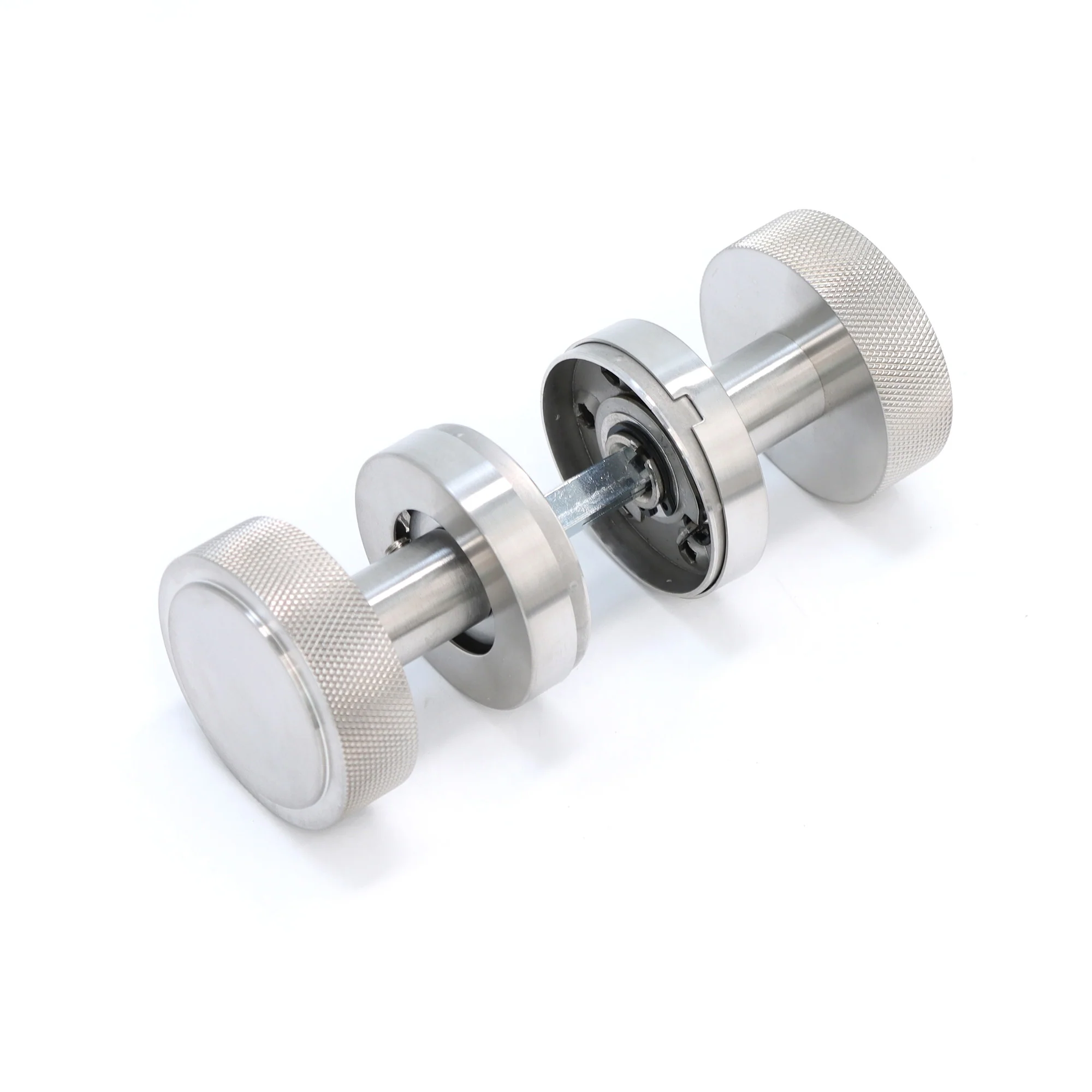 Knurled Round Rose Door Knob Set - Satin Stainless Steel (123396) - Image 5