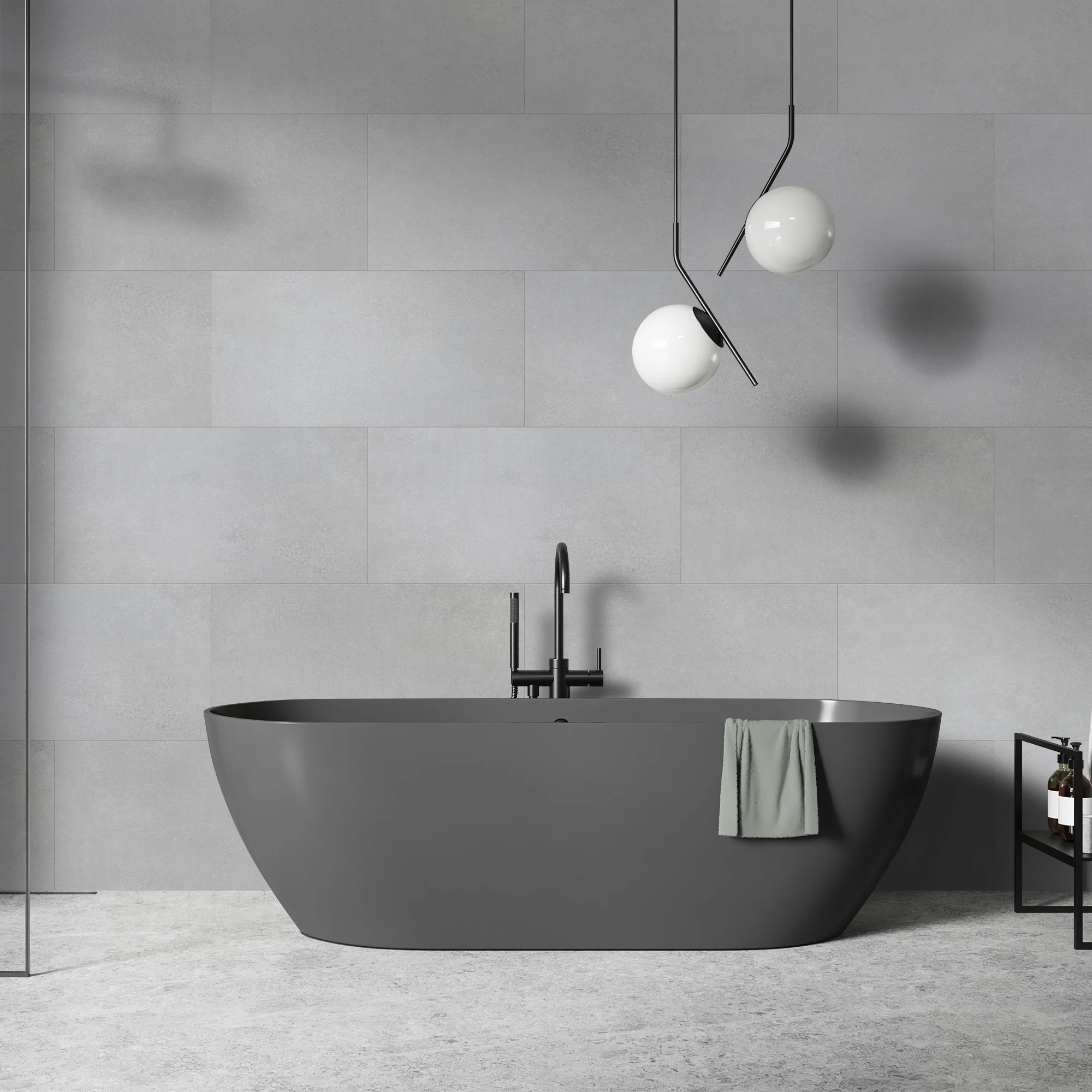 Dark Grey Concrete - Luxe Vision SPC 4mm UV Resistant Coating Wall Panelling Sample - LT-4047 (SKU-345288) - Image 3