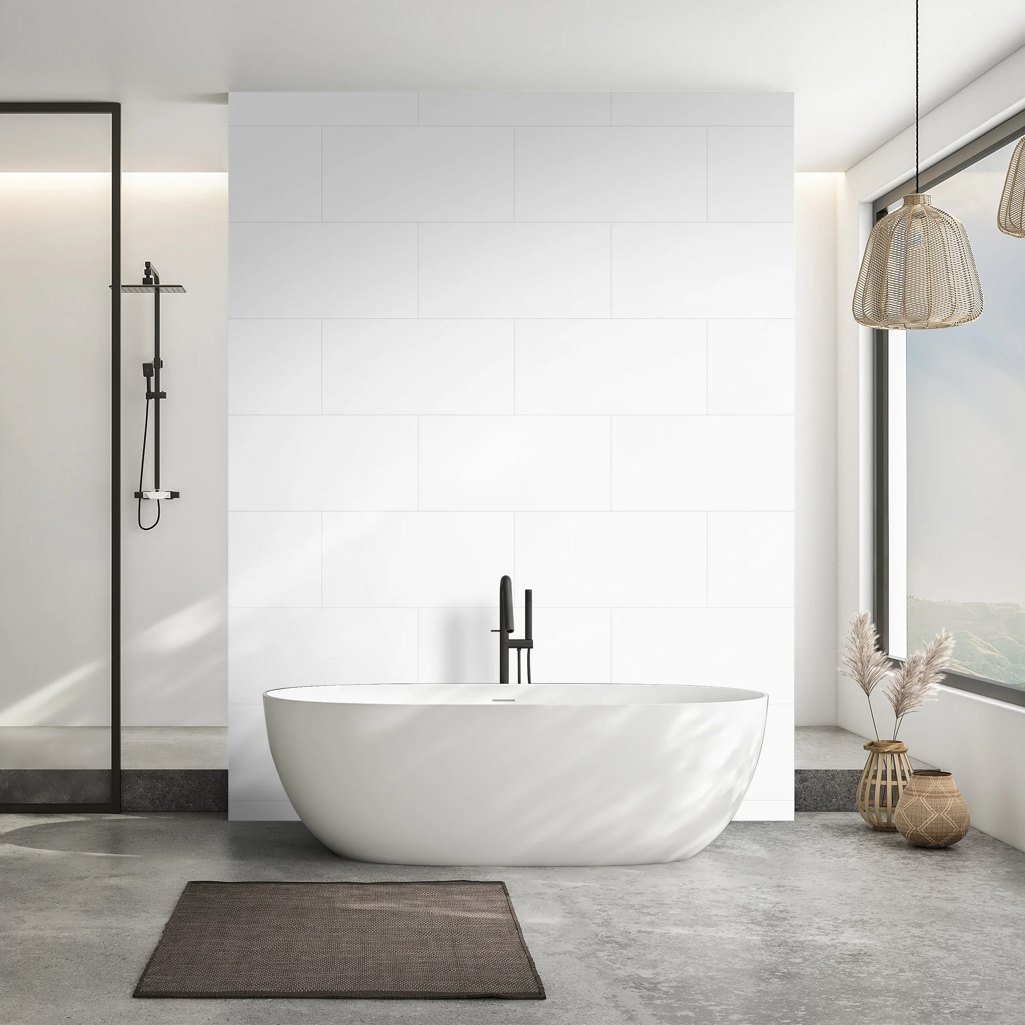 White Concrete - Luxe Vision SPC 4mm UV Resistant Coating Wall Panelling Sample - LT-2689 (SKU-345287)