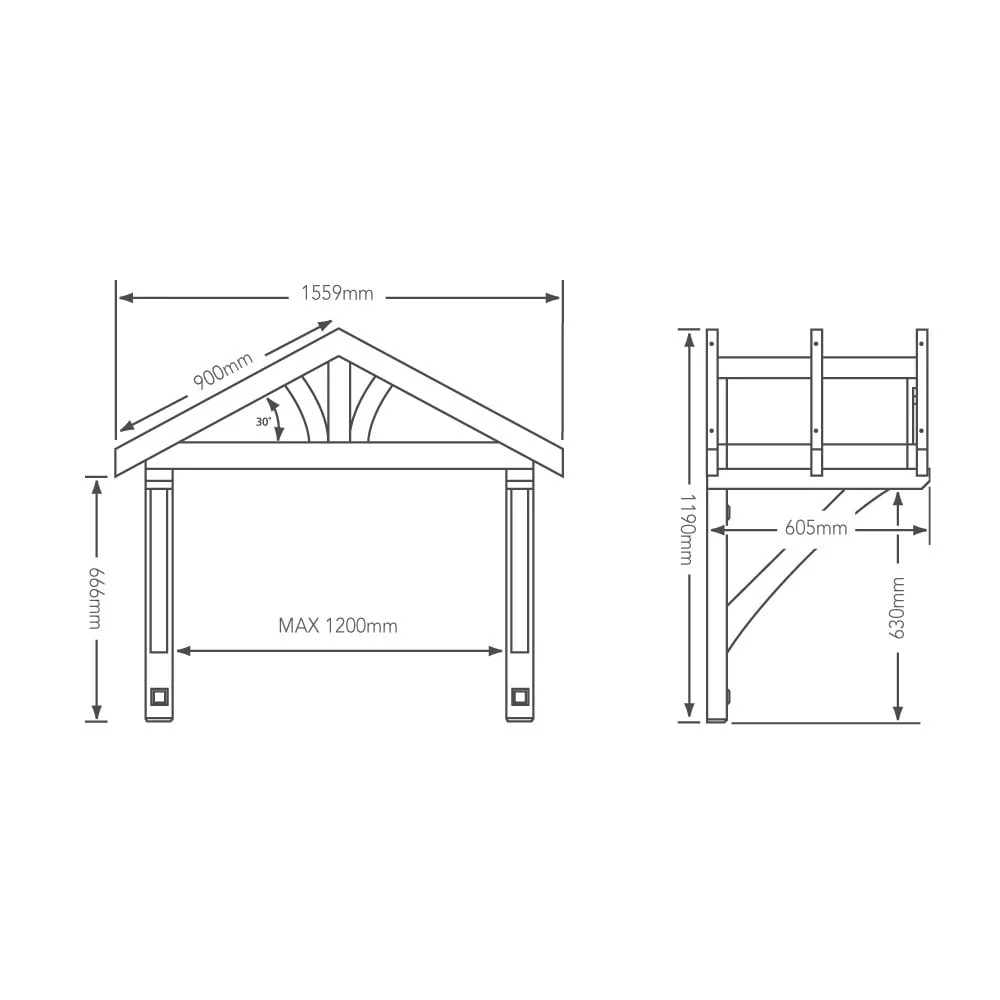 Apex Pine 1200mm Porch Canopy (74198) - Image 4
