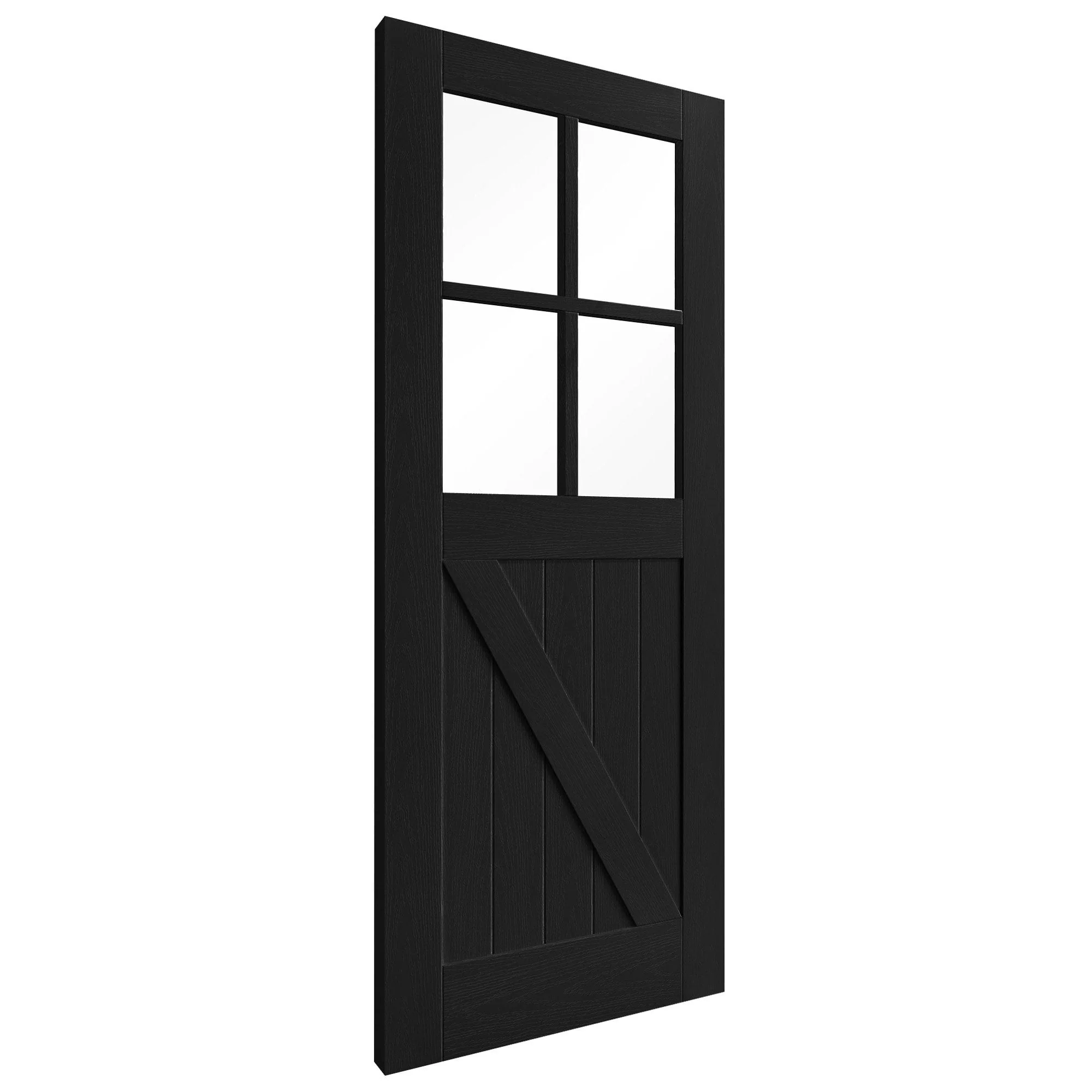 Black Internal Fully Finished Oak Barn Clear Glass Door (121611) - Image 2