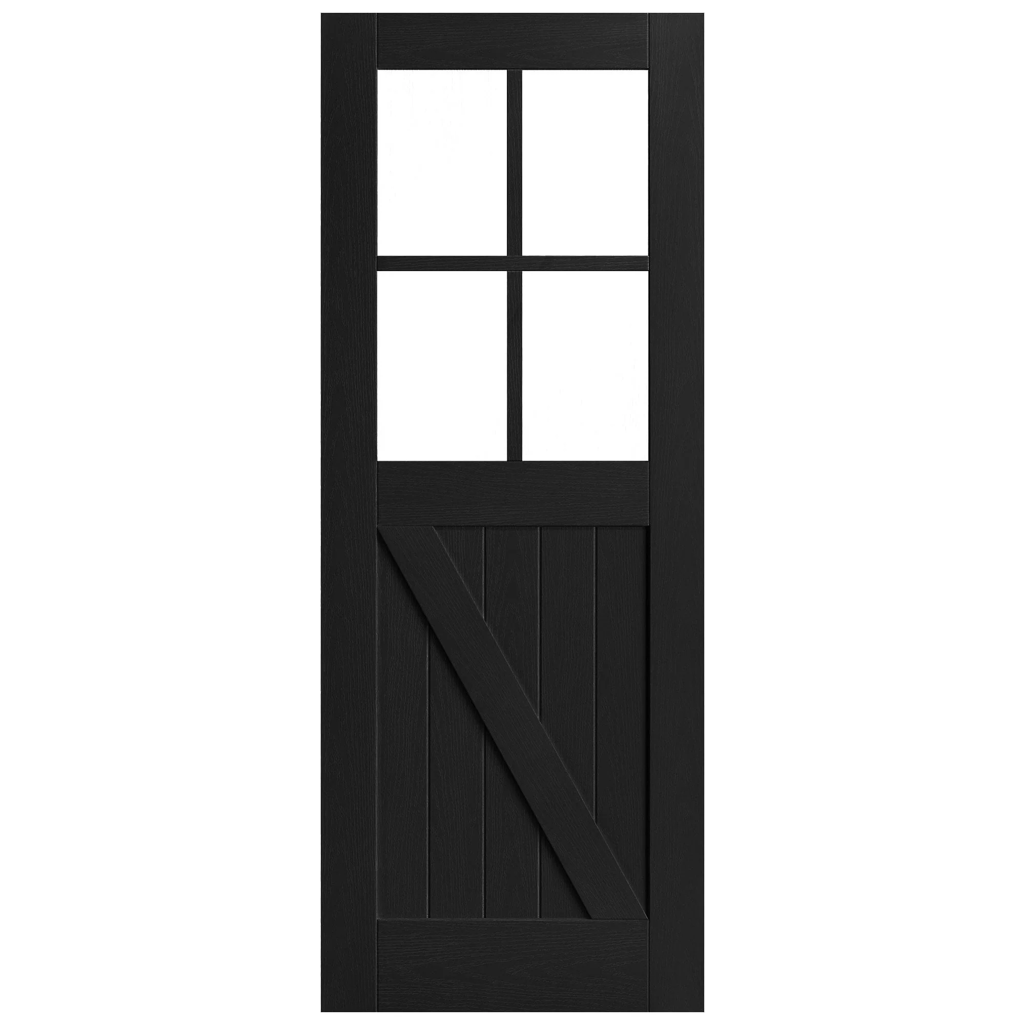 Black Internal Fully Finished Oak Barn Clear Glass Door (121611) - Image 3