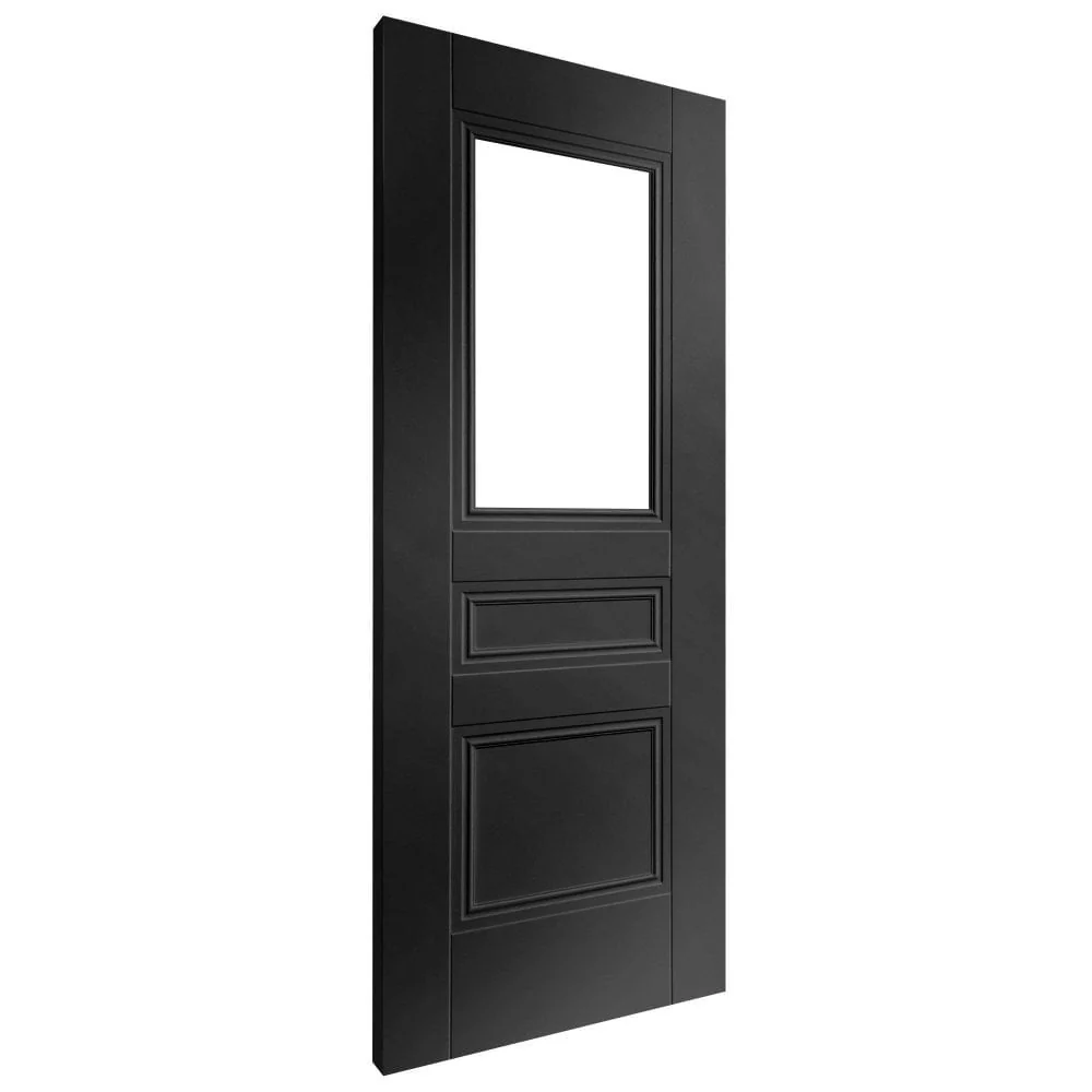Jet Black Internal Fully Finished 2 Panel 1 Light Clear Glass Elegance Henley Door (124166) - Image 2