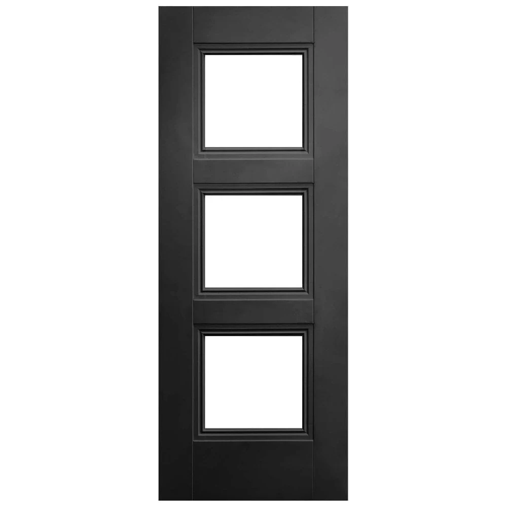Jet Black Internal Fully Finished 3 Light Clear Glass Elegance Ripley Door (124172) - Image 3
