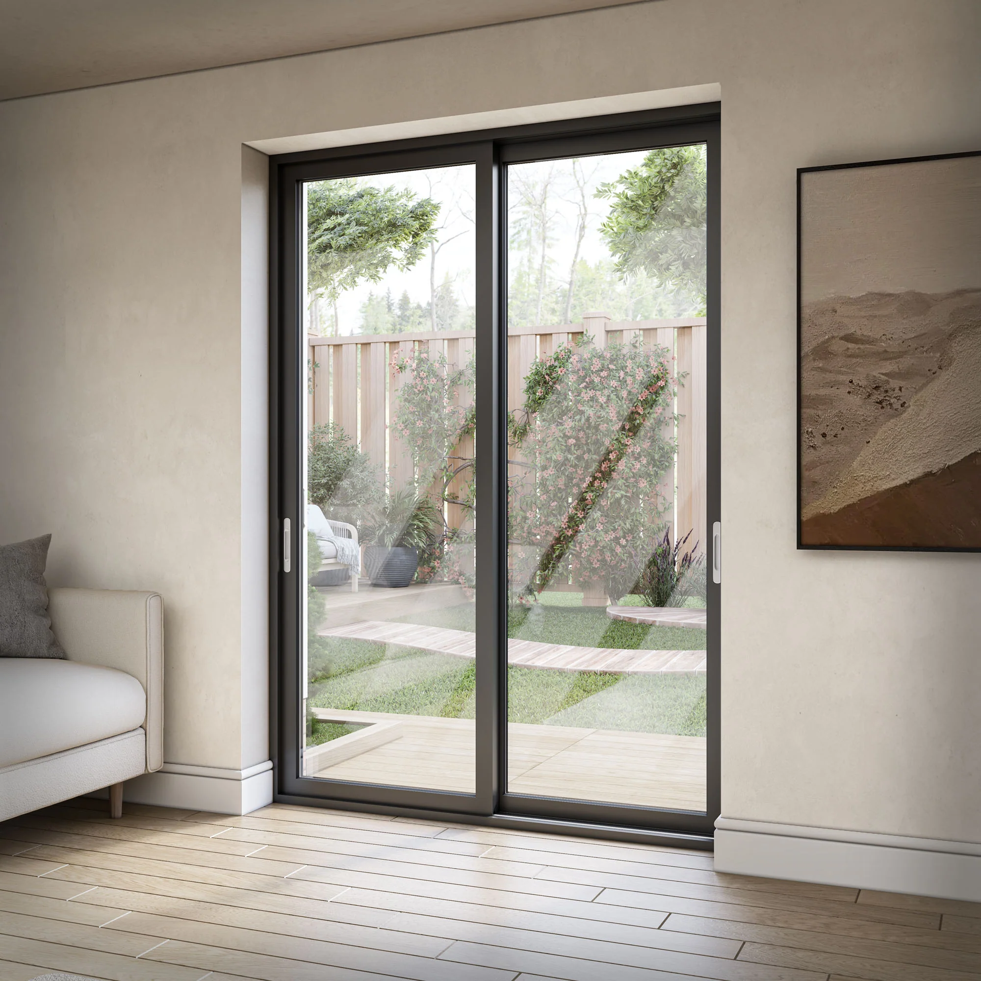Matt Black Aluminium Clear Glass External Sliding Patio Door (122103) - Image 3