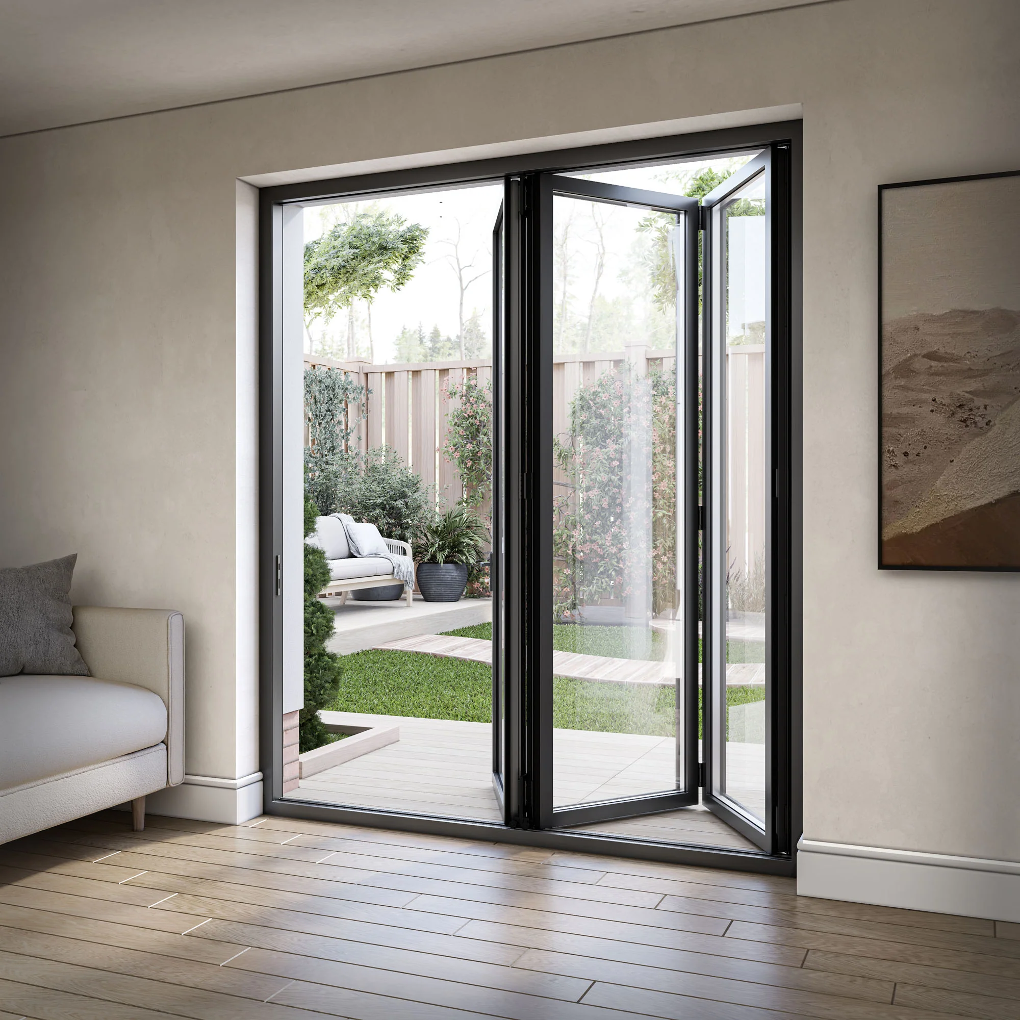 Matt Black Aluminium External 3+0 Clear Glass Folding Patio Door (122091) - Image 4