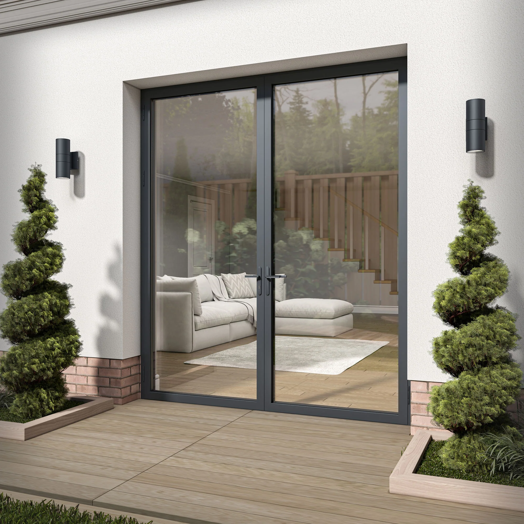 Matt Black Aluminium External Clear Glass French Patio Door (122097) - Image 4