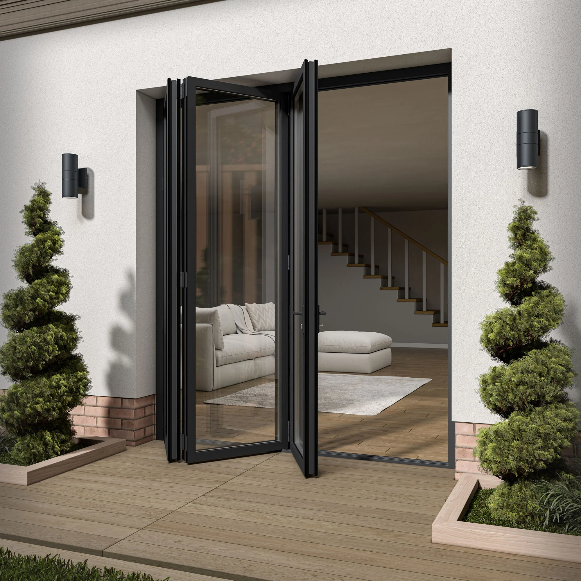 Matt Grey Aluminium External 3+0 Clear Glass Folding Patio Door (122092) - Image 4
