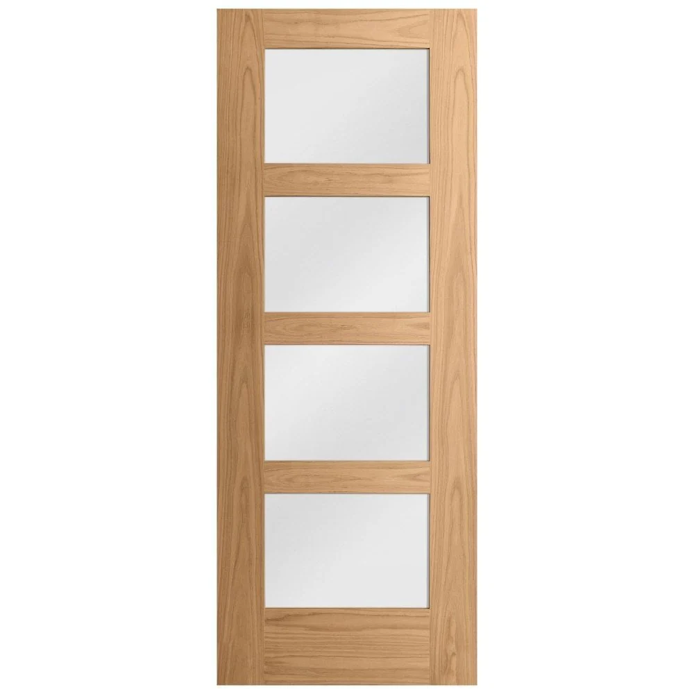 Oak Internal Fully Finished Shaker 4 Light Obscure Glass Made-to-Measure FD30 Fire Door (122648) - Image 3