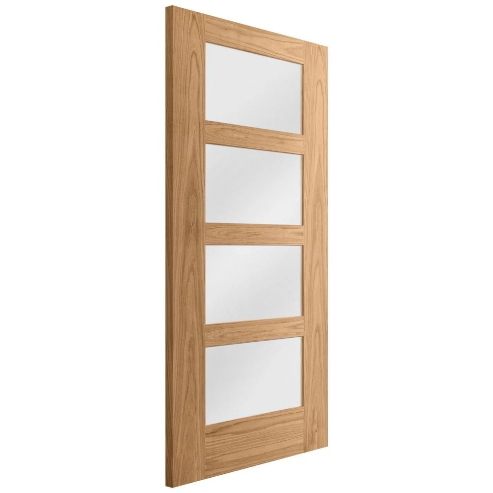 Oak Internal Fully Finished Shaker 4 Light Obscure Glass Made-to-Measure FD30 Fire Door (122648) - Image 4
