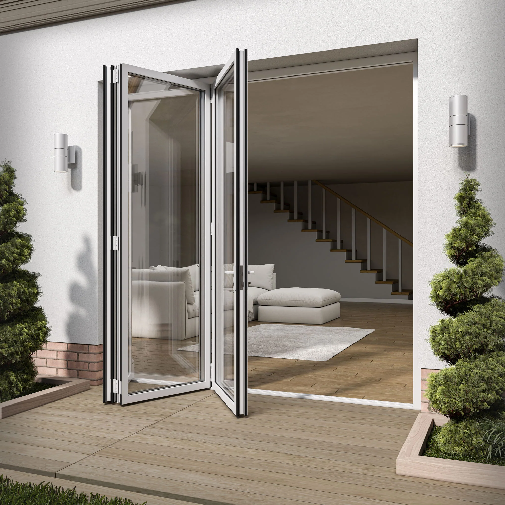 White Aluminium External 3+0 Clear Glass Folding Patio Door (122093) - Image 2