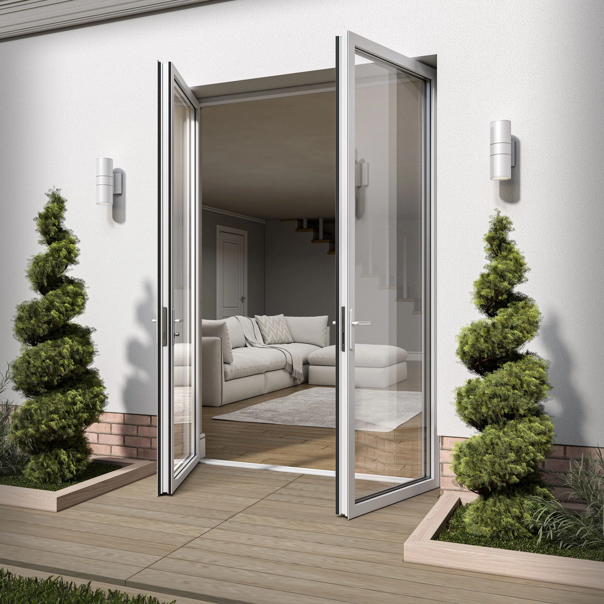 White Aluminium External Clear Glass French Patio Door (122099) - Image 10