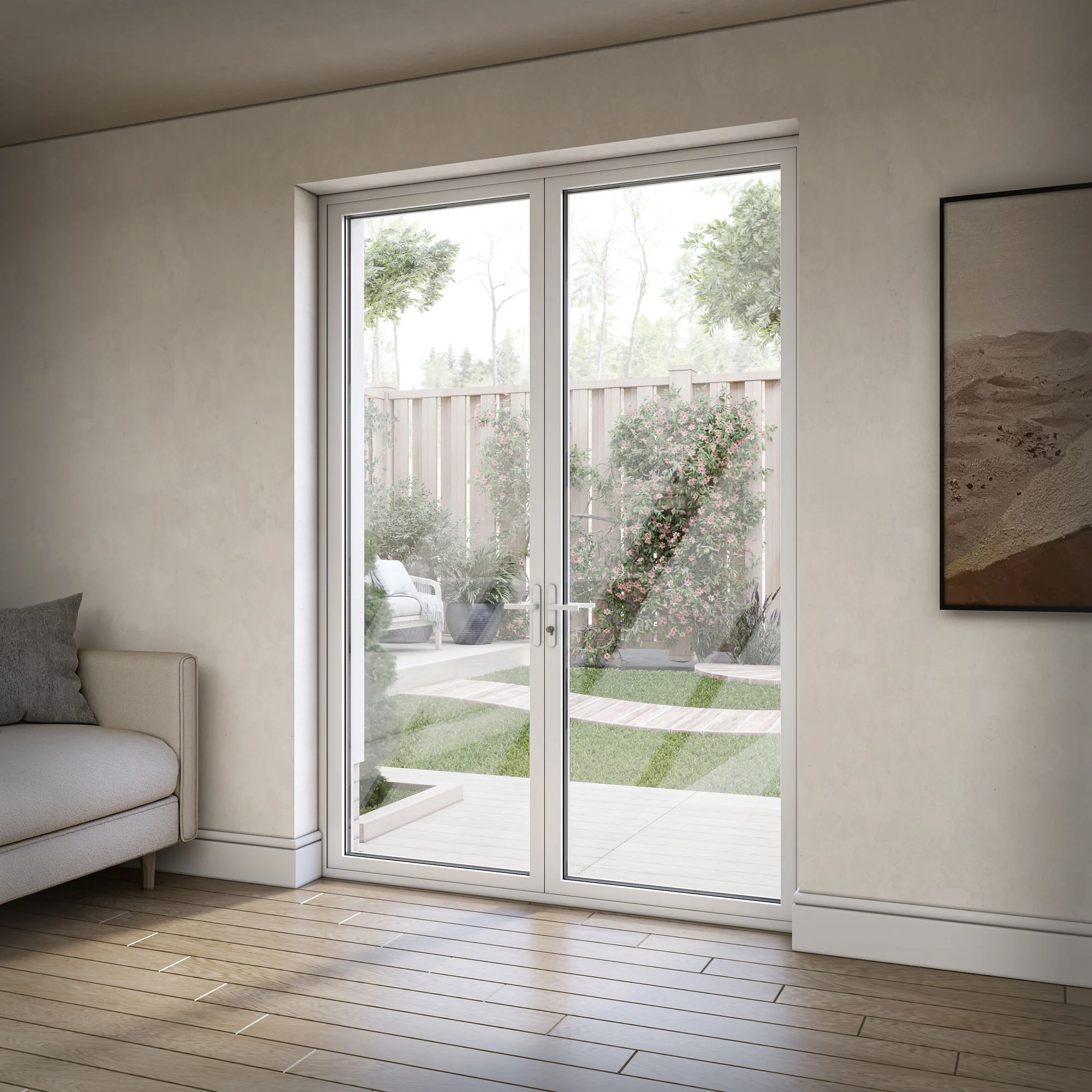 White Aluminium External Clear Glass French Patio Door (122099) - Image 11