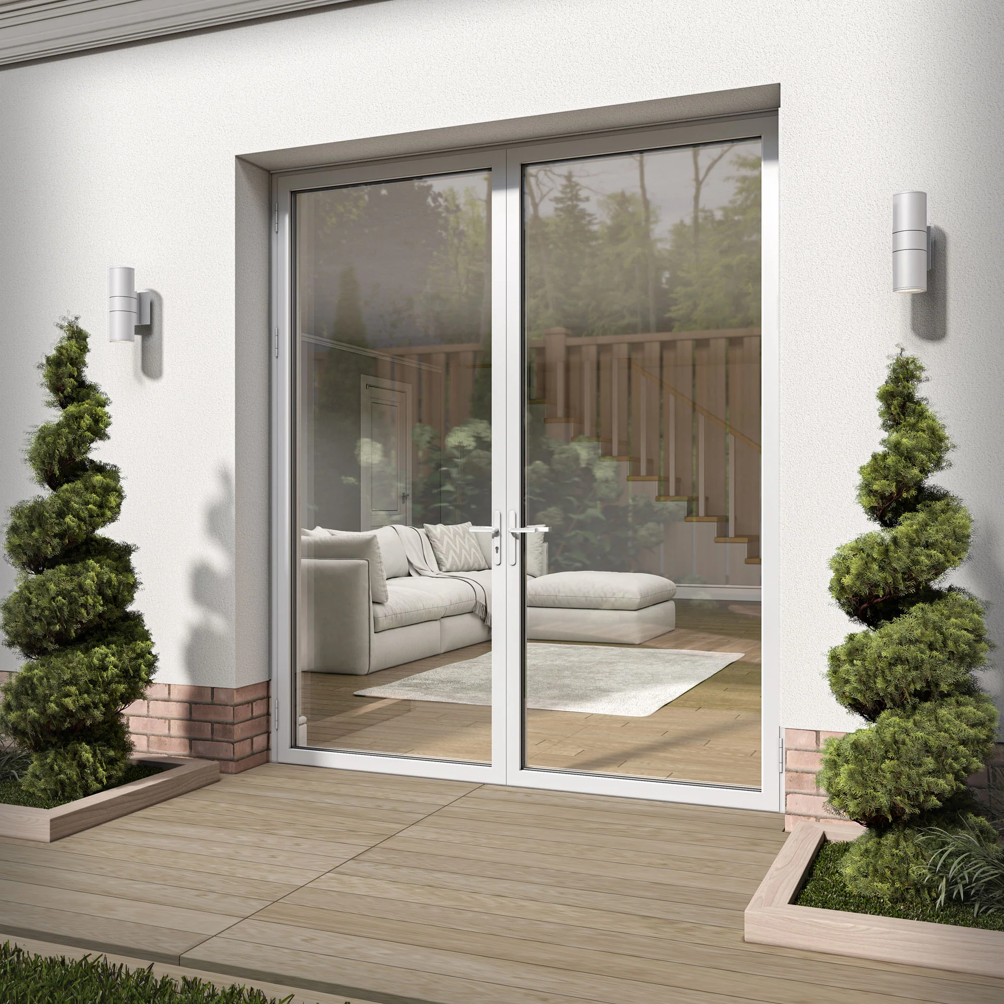 White Aluminium External Clear Glass French Patio Door (122099) - Image 5