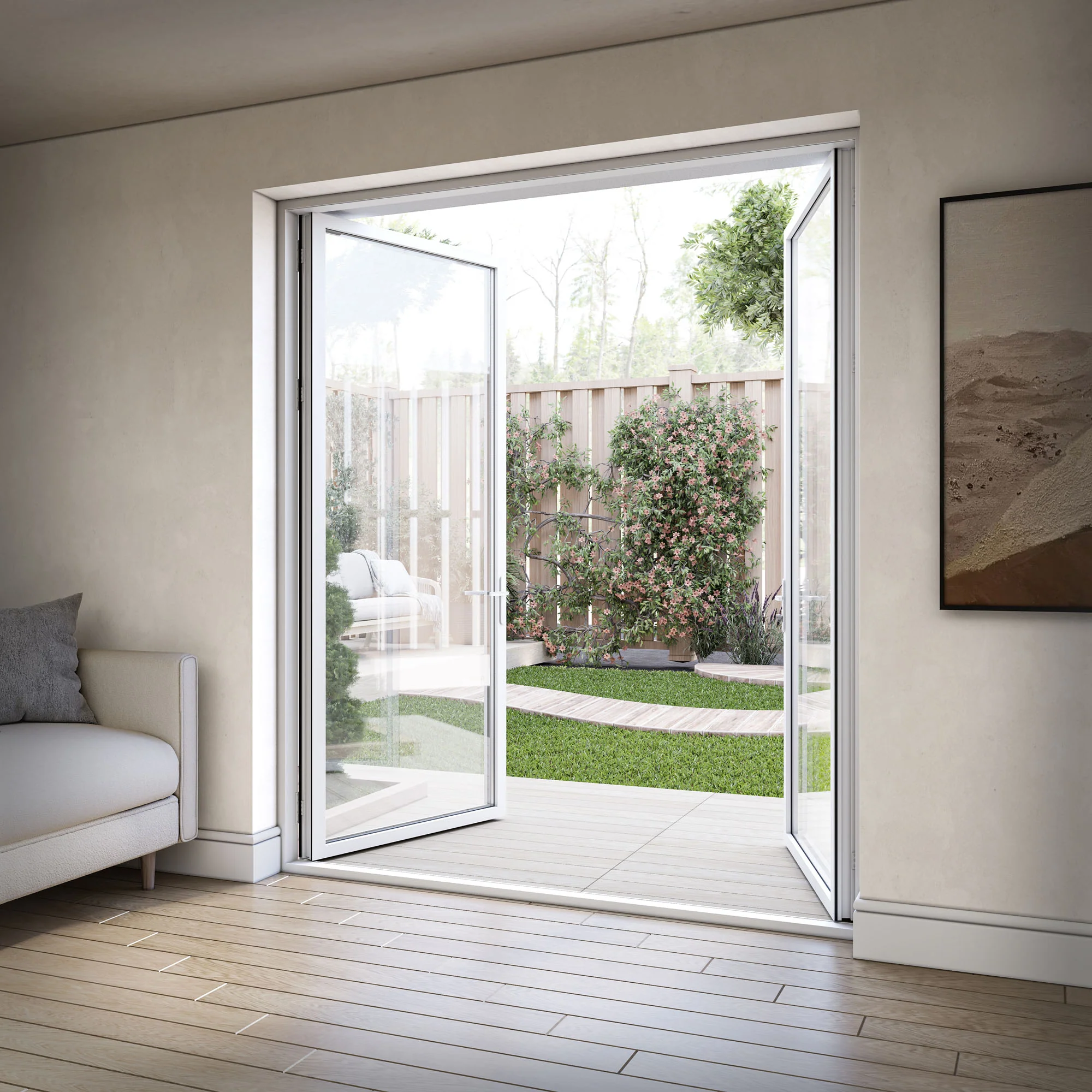 White Aluminium External Clear Glass French Patio Door (122099) - Image 8