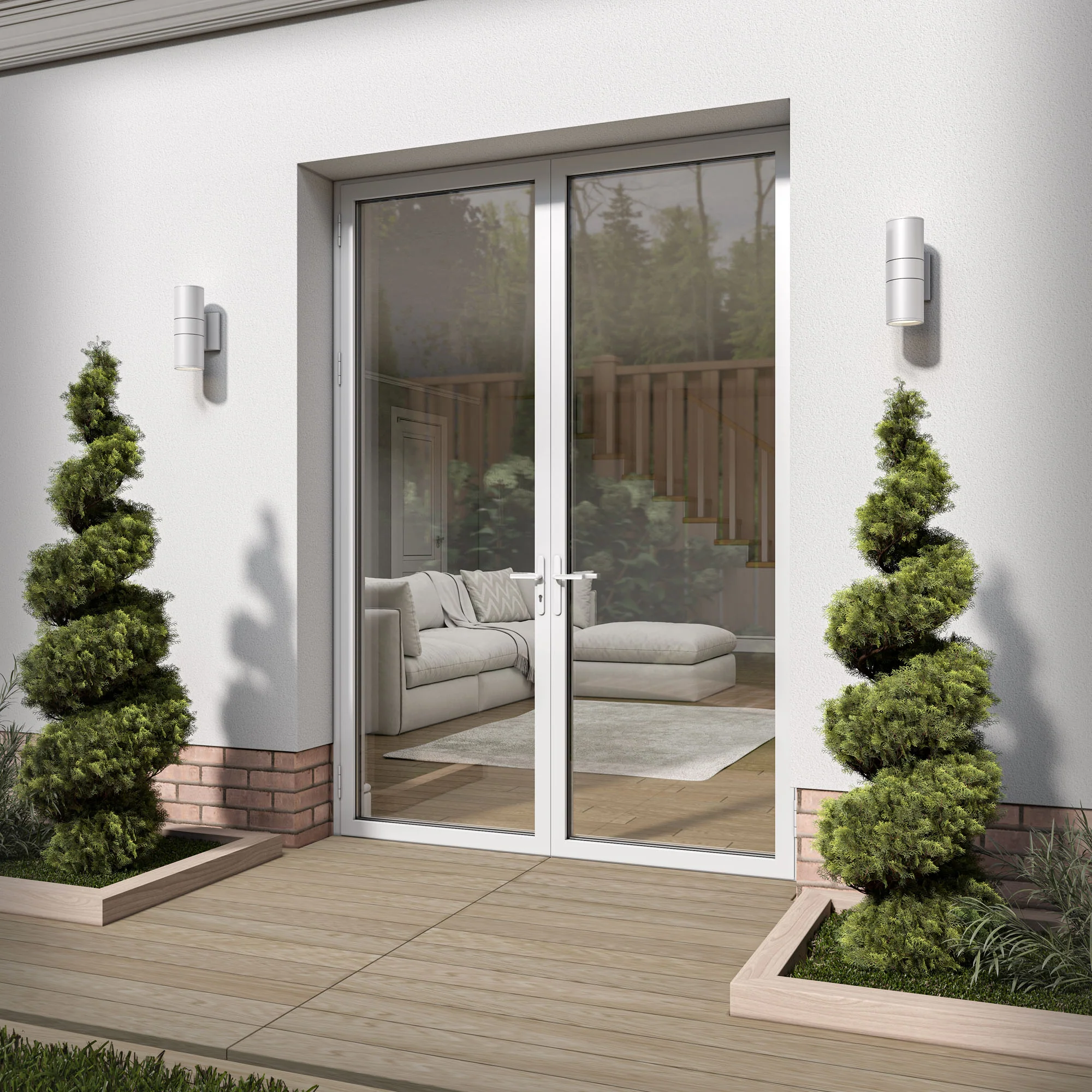 White Aluminium External Clear Glass French Patio Door (122099) - Image 9