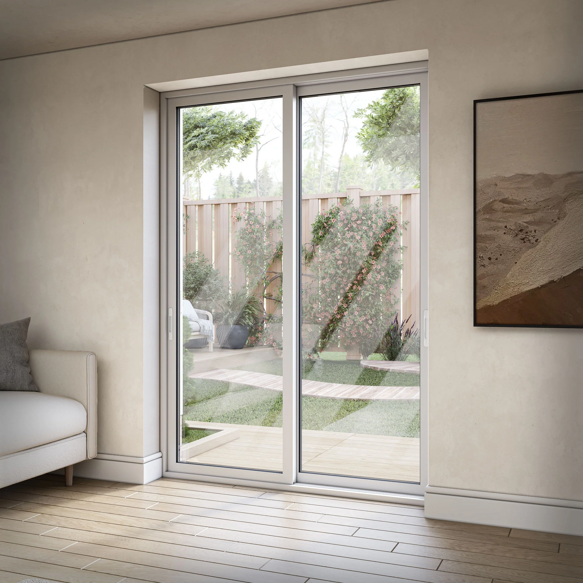 White Aluminium External Clear Glass Sliding Patio Door (122105) - Image 3