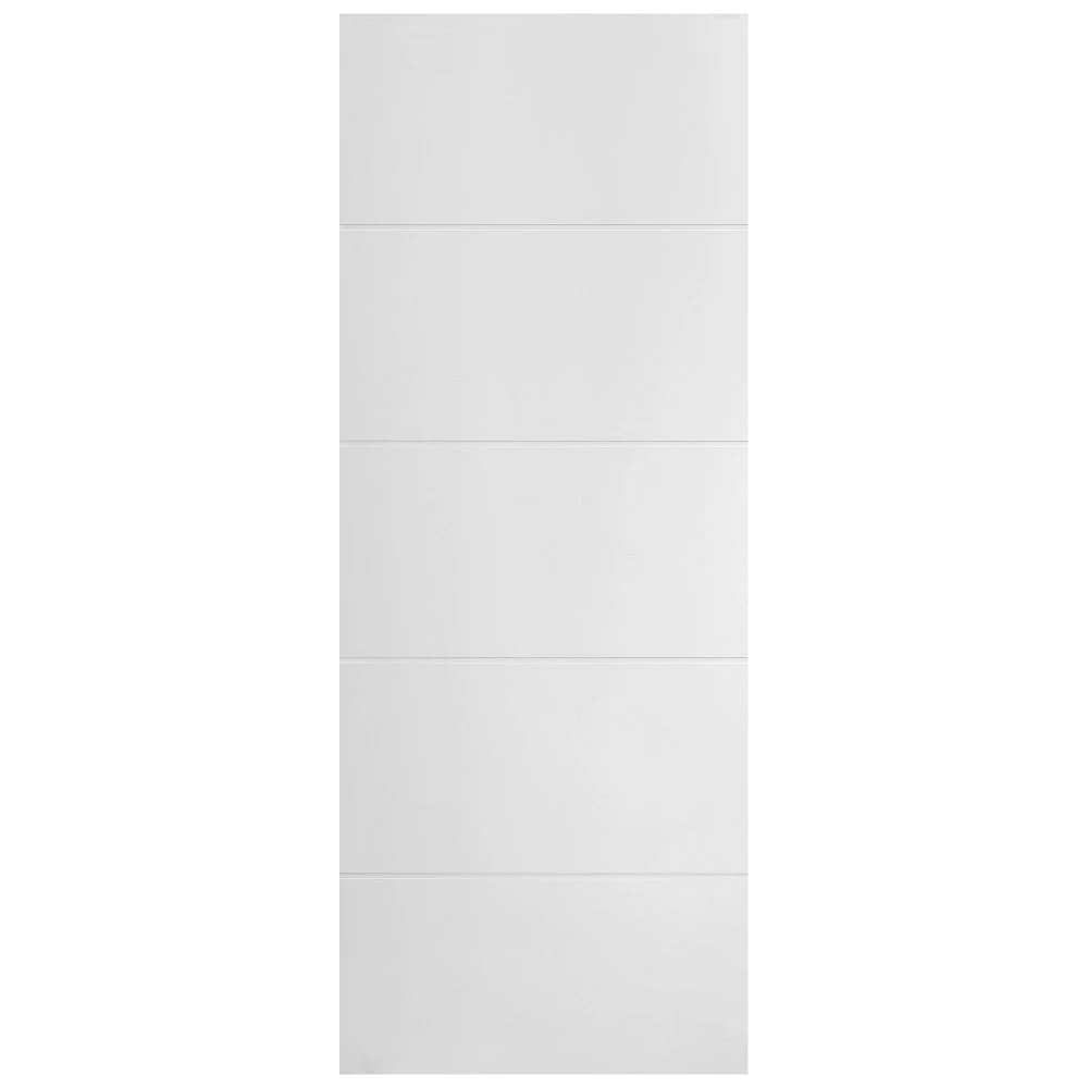 White Internal Lifestyle Moulded Smooth Horizontal 5 Panel Door (124296) - Image 3