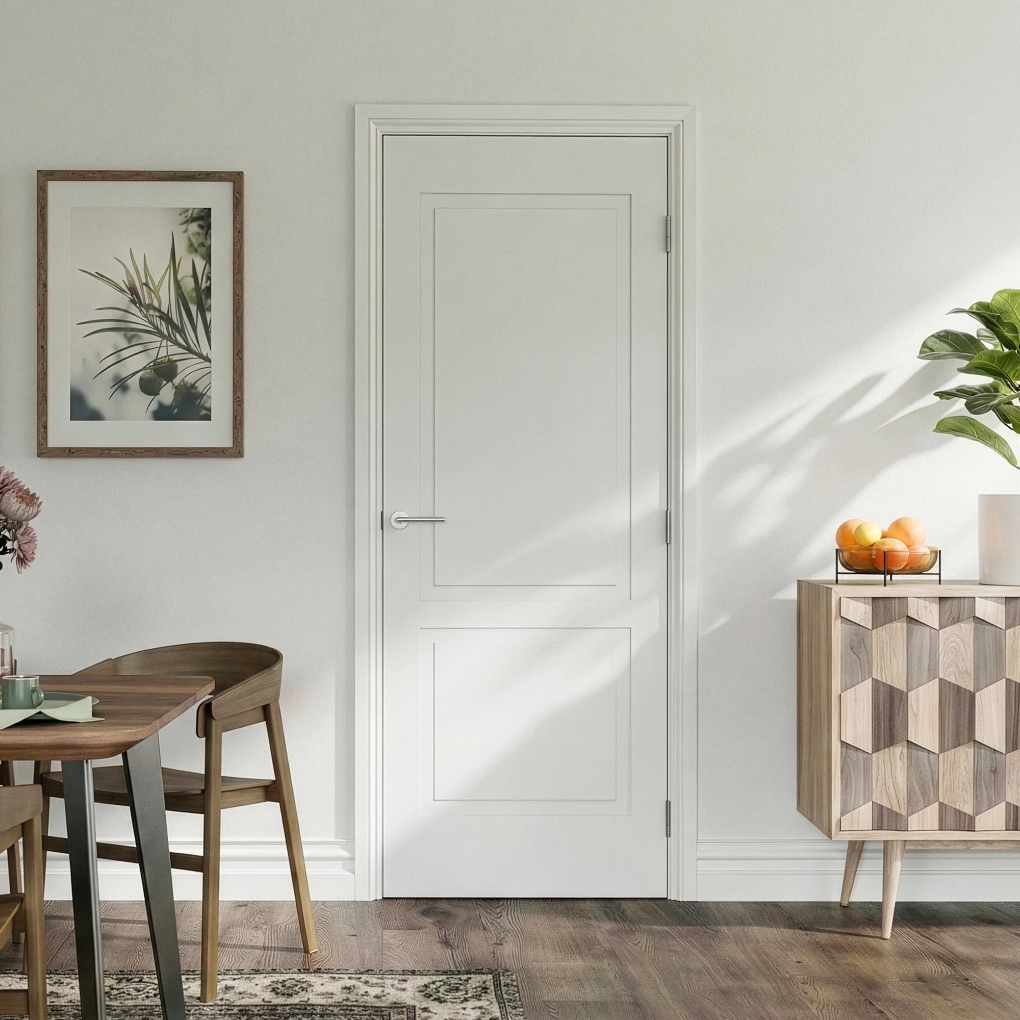 White Internal Lifestyle Moulded Smooth Shallow Groove 2 Panel Door (124298)