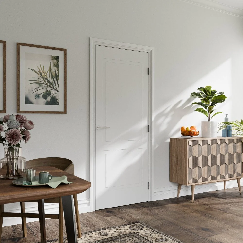White Internal Lifestyle Moulded Smooth Shallow Groove 2 Panel Door (124298) - Image 4