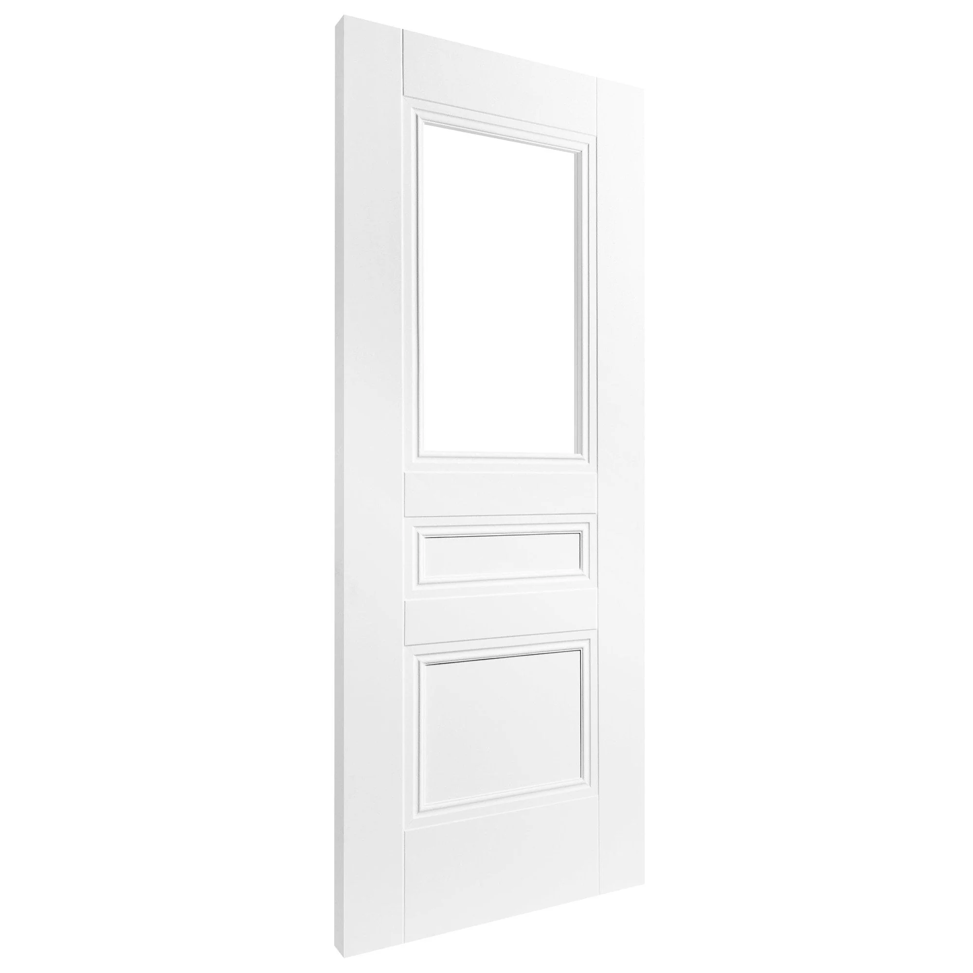 White Internal Primed Elegance Henley 2 Panel 1 Light Clear Glass Door (117398) - Image 2
