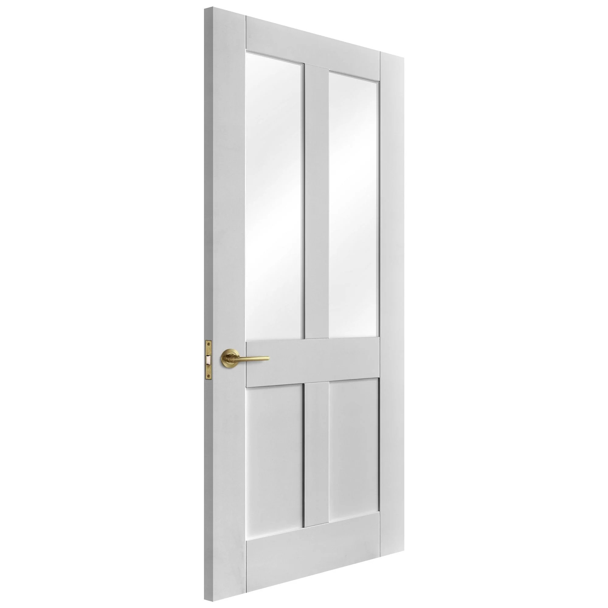 White Internal Primed Flat Victorian Shaker 2 Panel 2 Light Clear Glass Door (51765) - Image 2