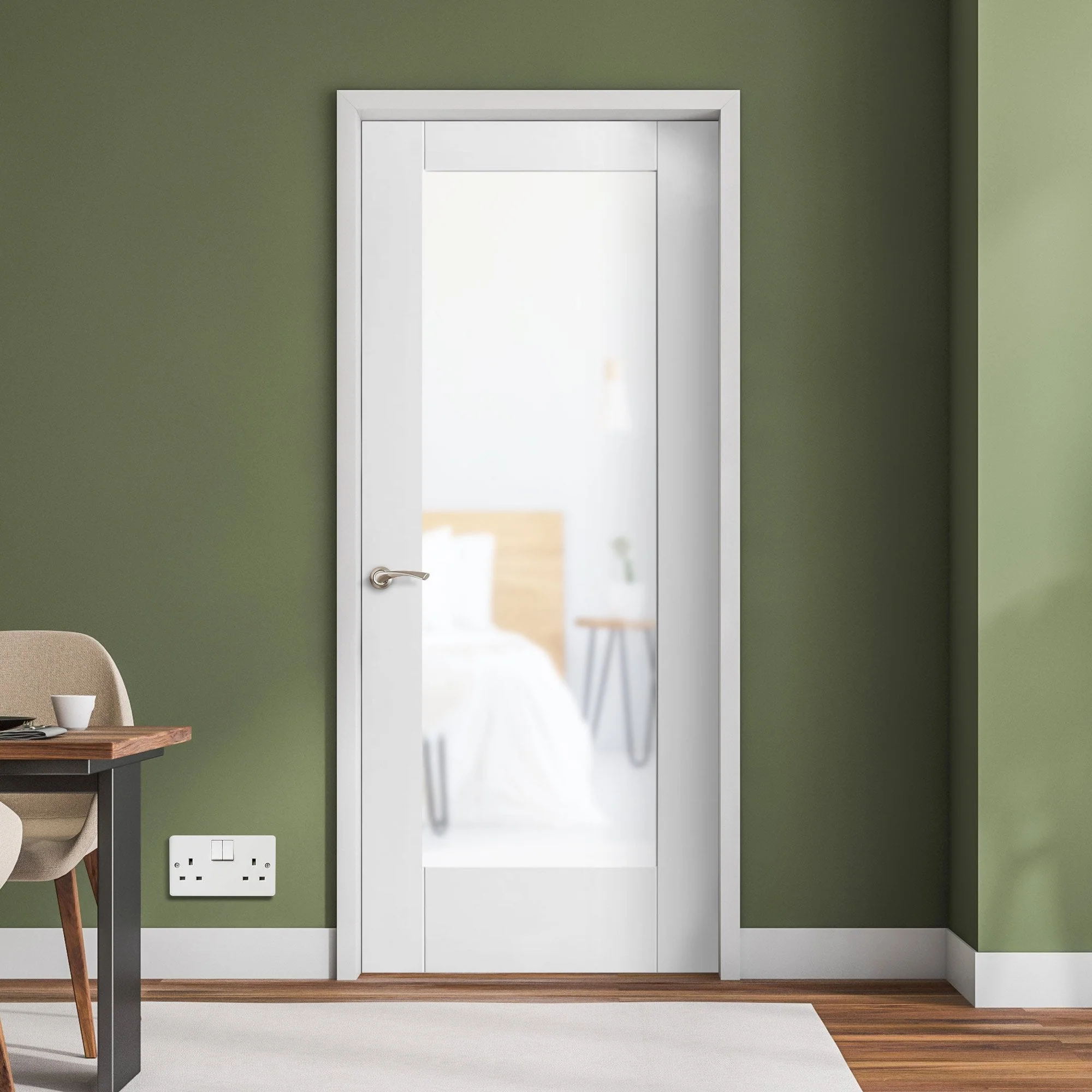 White Internal Primed Pattern 10 Obscure Glass Door (51772)