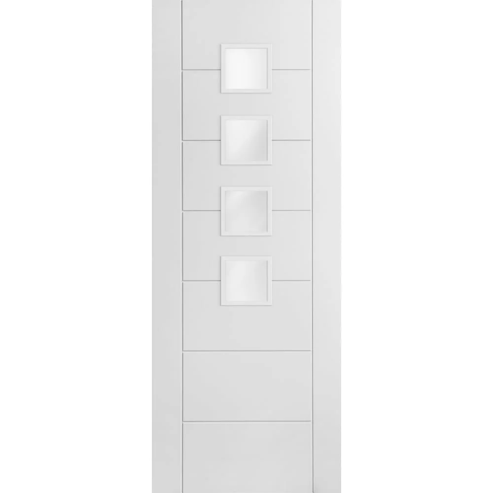 White Internal Primed Pedrena 4 Light Obscure Glass Door (57565) - Image 3