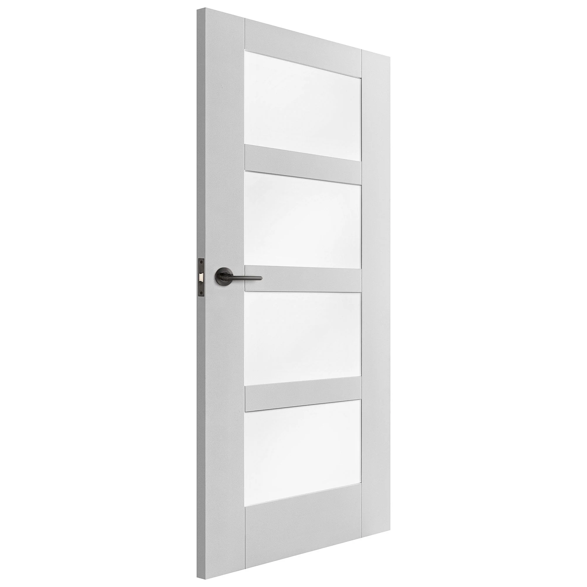 White Internal Primed Shaker 4 Light Obscure Glass Door (68158) - Image 4