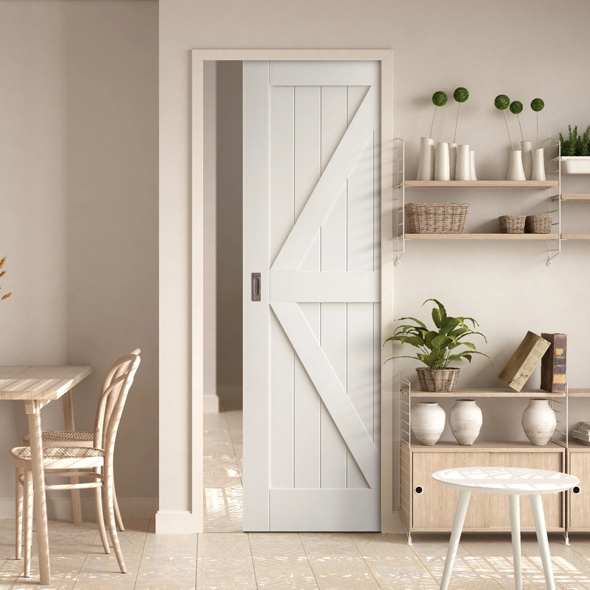 White Primed Internal Barn FLB Framed 100mm Pocket Door Set (123241)