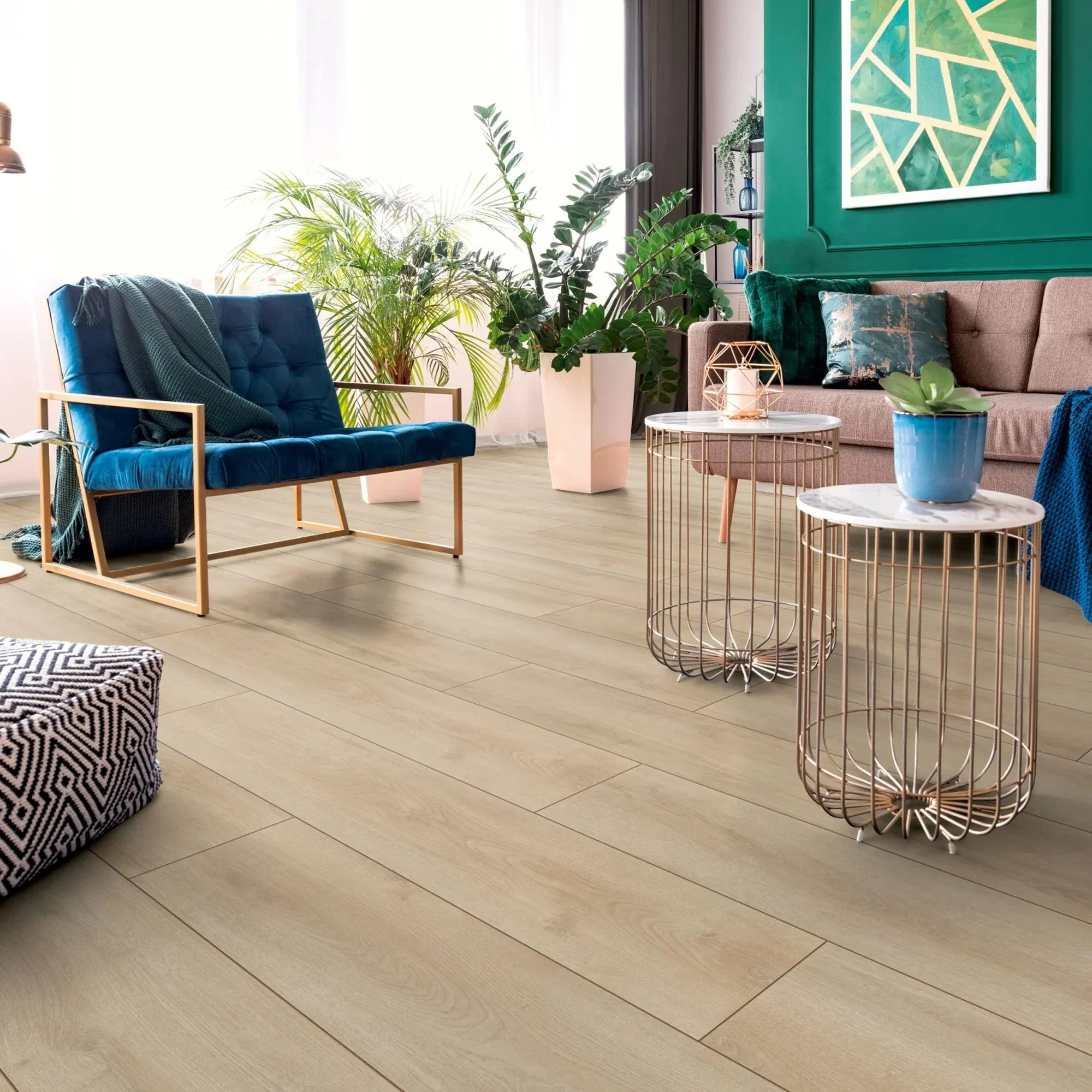 Summer Oak Beige - 8mm Water-Resistant Laminate Flooring (D3902) - Image 4