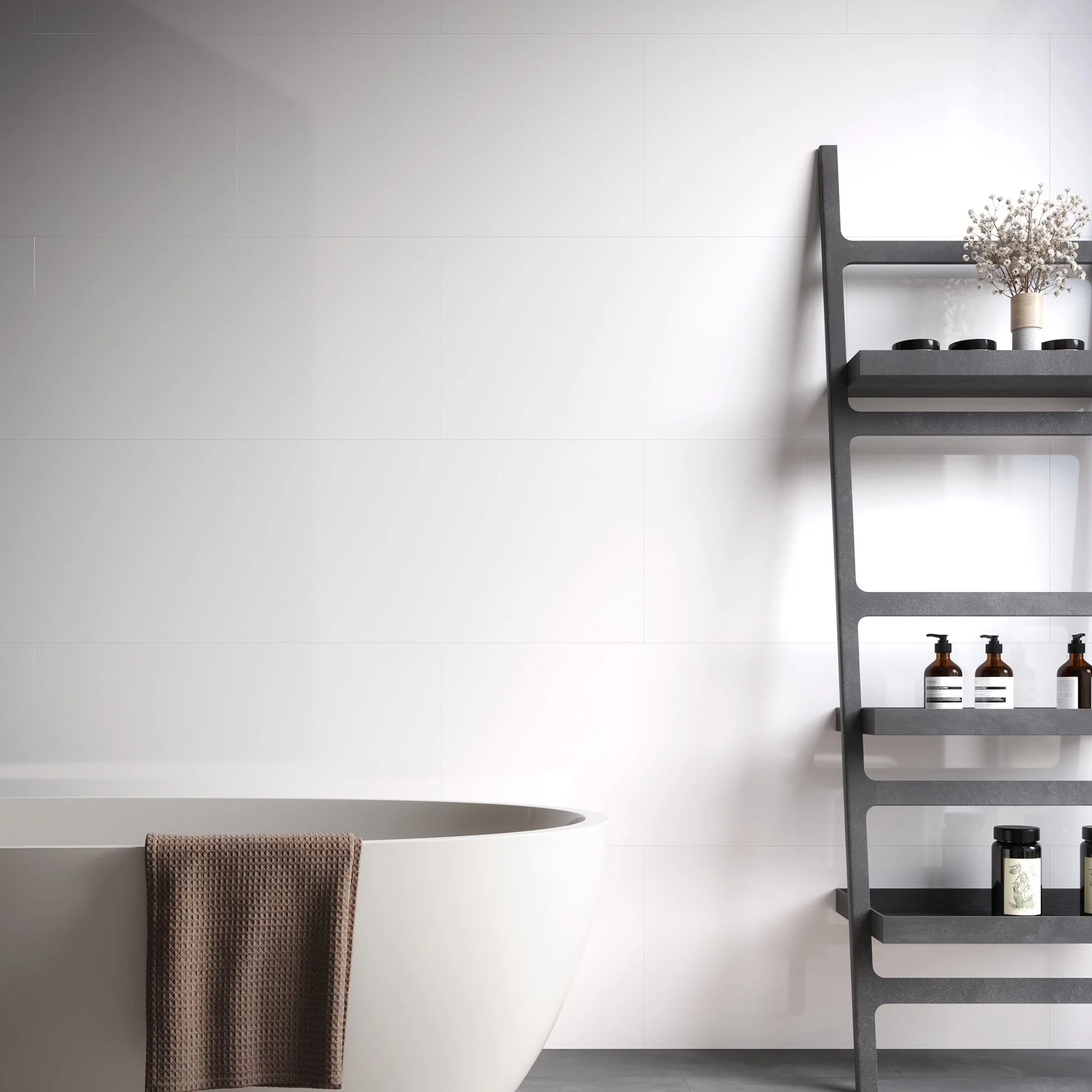White - Lustre Stone 800 x 400mm Waterproof Wall Panelling (122687) - Image 3